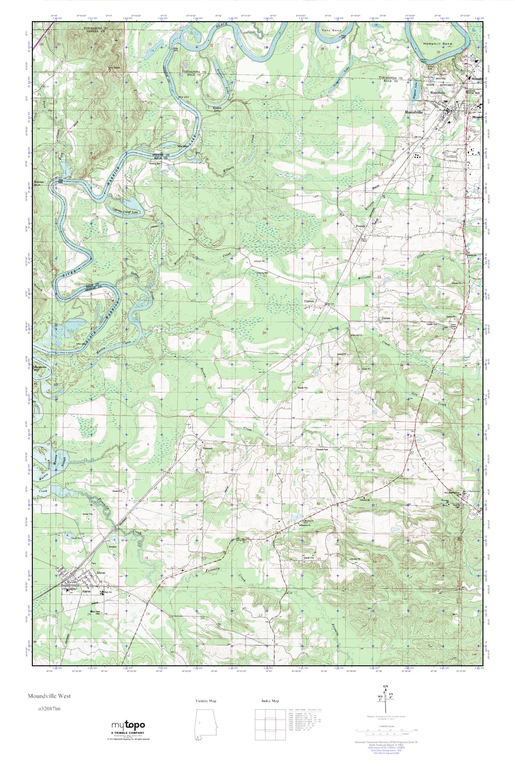 MyTopo Moundville West, Alabama USGS Quad Topo Map