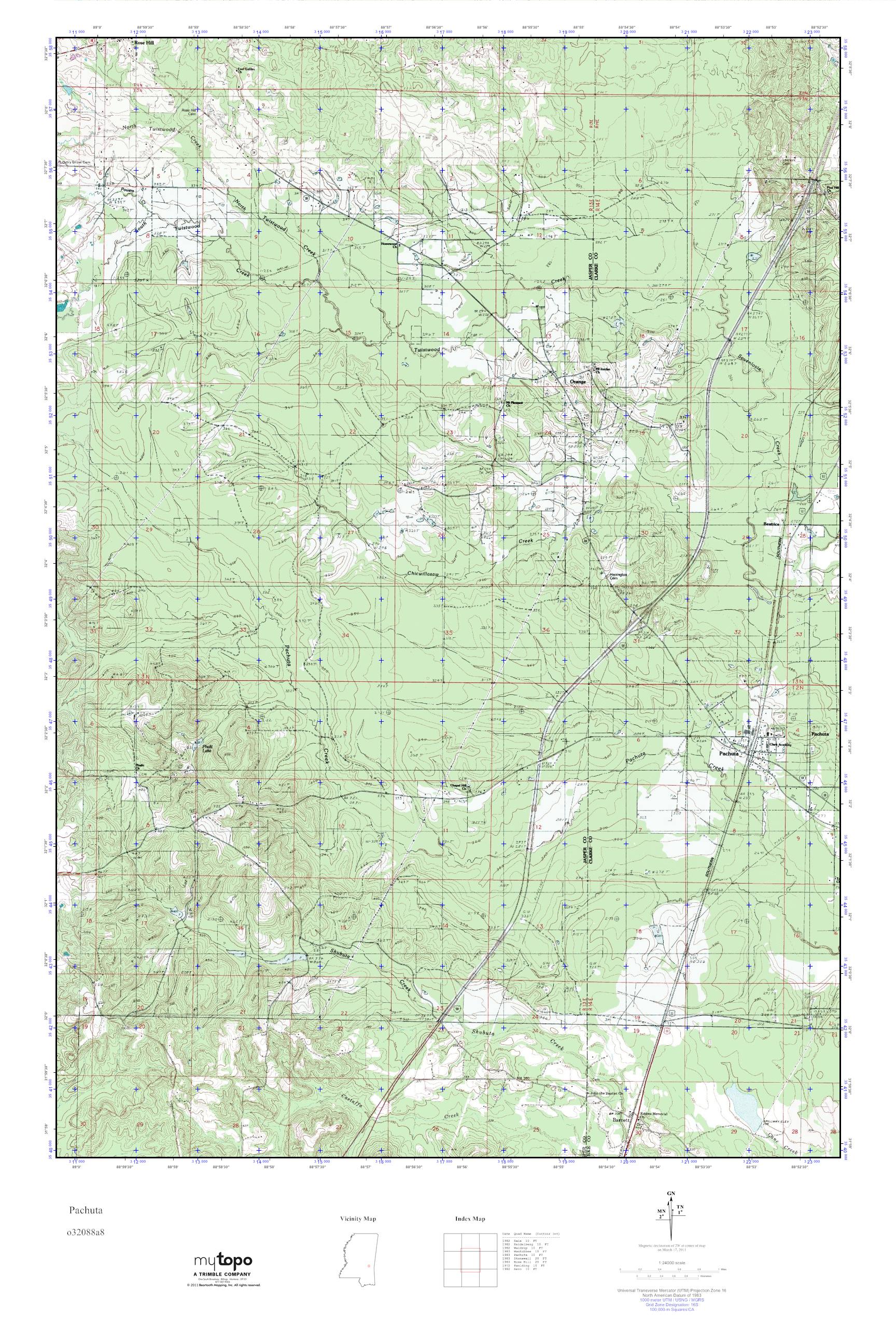 MyTopo Pachuta, Mississippi USGS Quad Topo Map