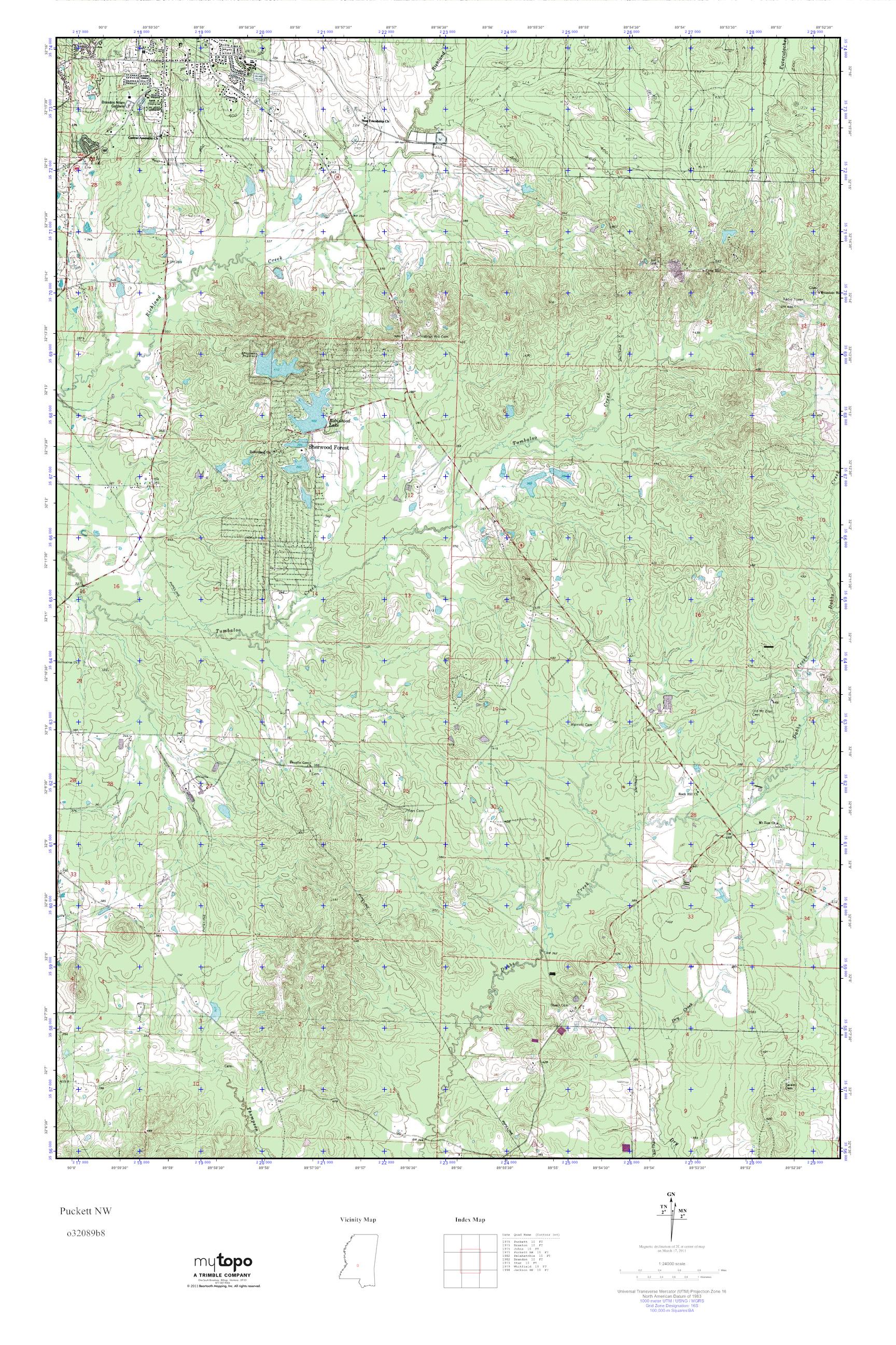 MyTopo Puckett NW, Mississippi USGS Quad Topo Map
