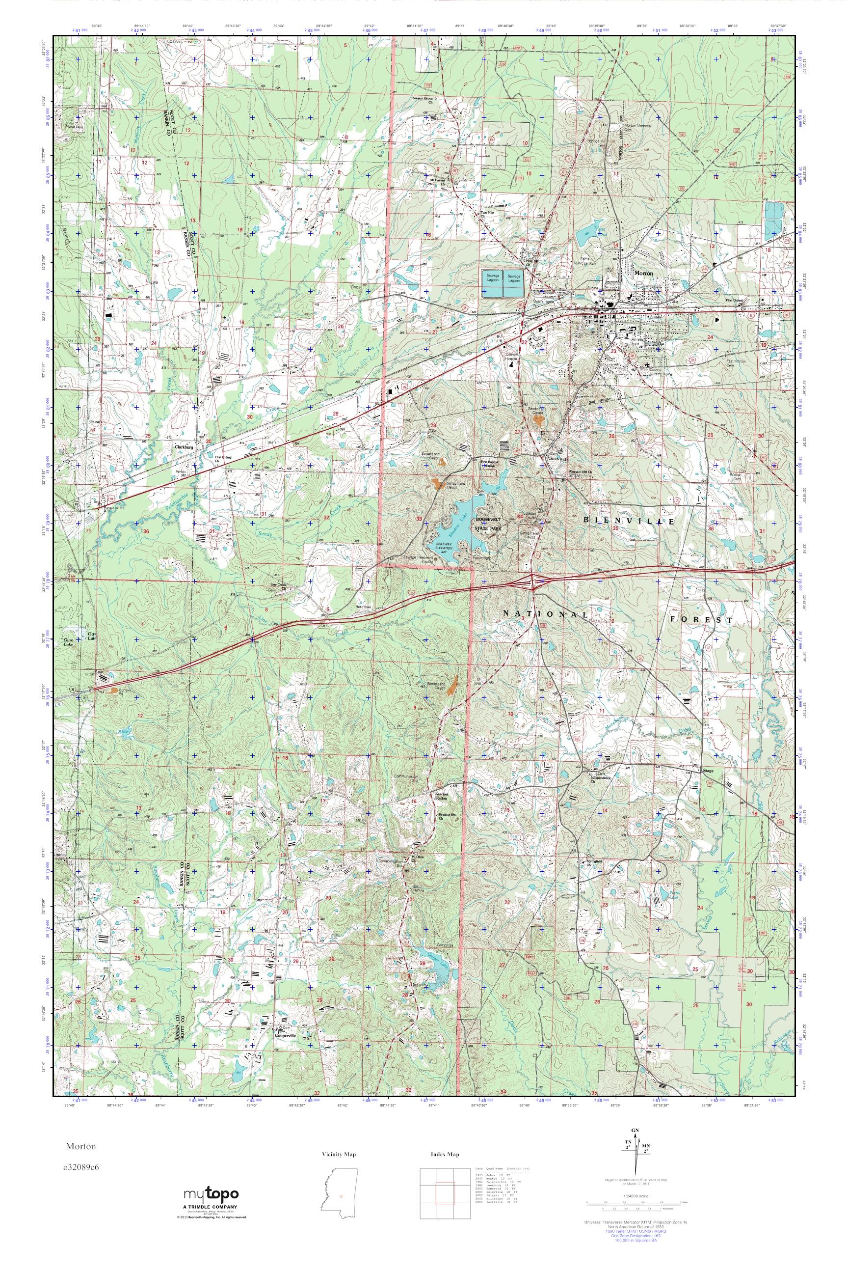 MyTopo Morton, Mississippi USGS Quad Topo Map
