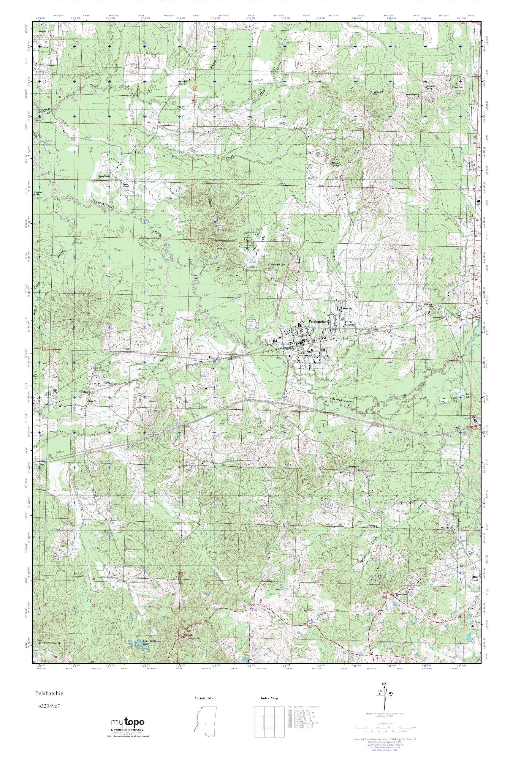 MyTopo Pelahatchie, Mississippi USGS Quad Topo Map