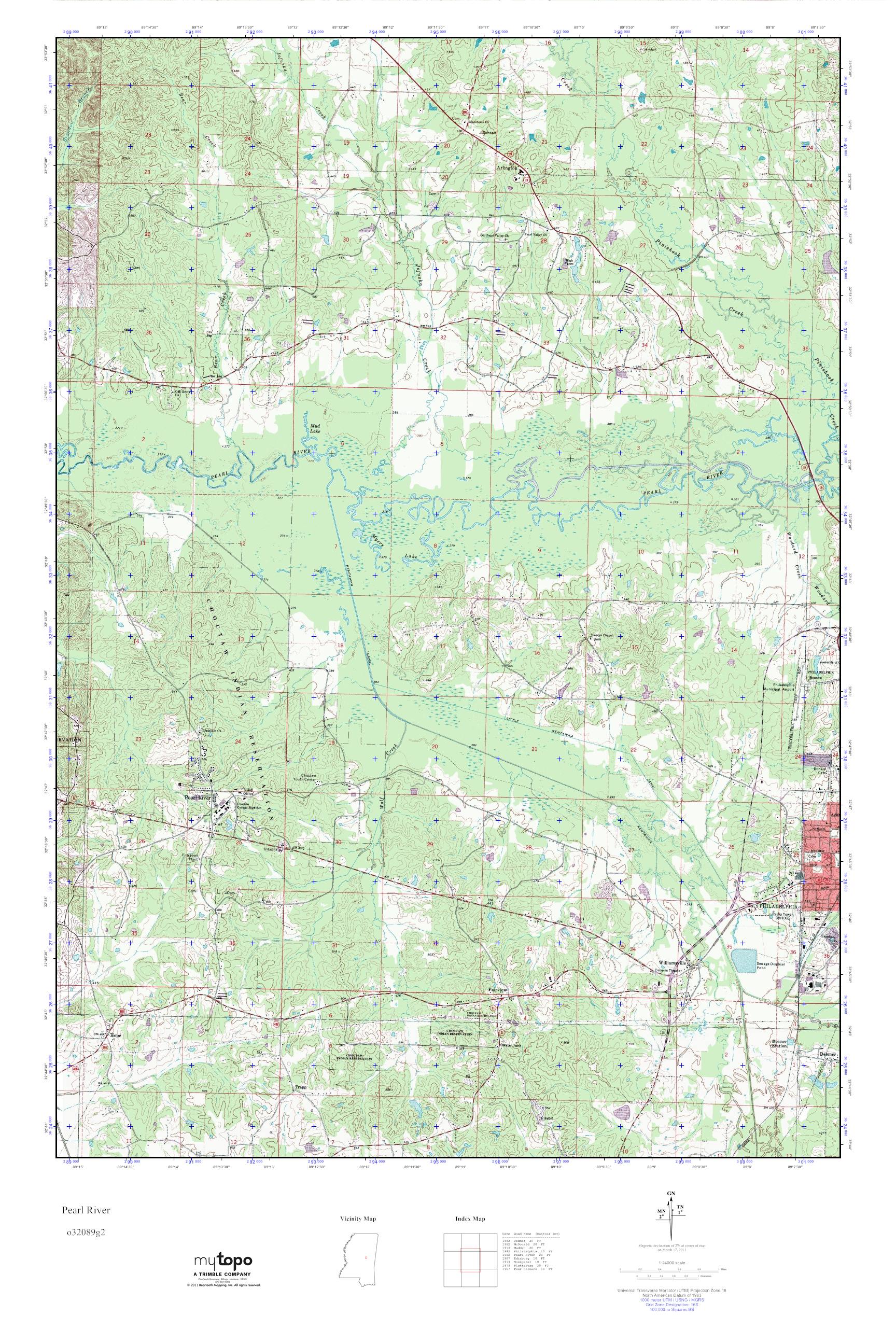 MyTopo Pearl River, Mississippi USGS Quad Topo Map