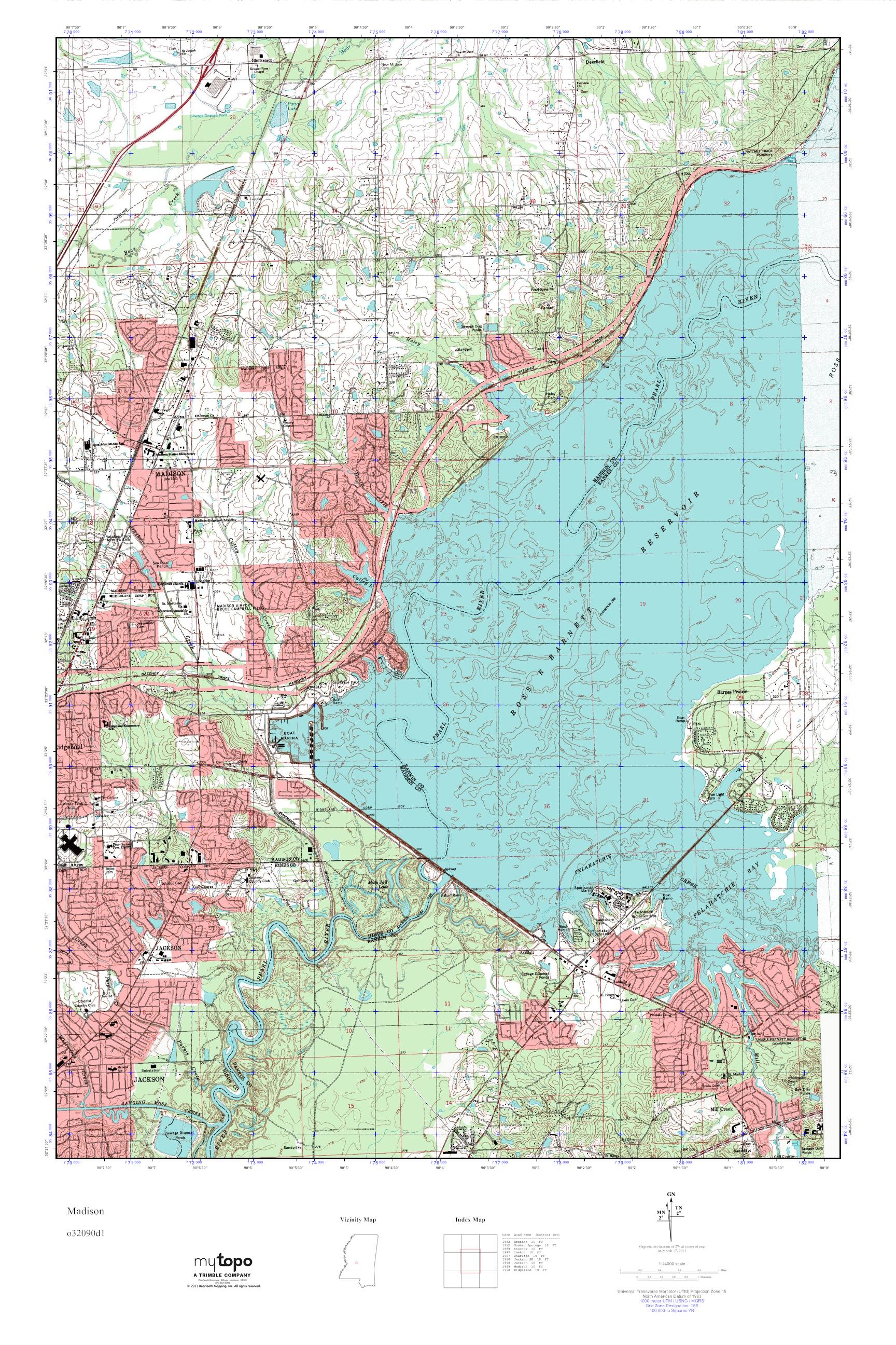 MyTopo Madison, Mississippi USGS Quad Topo Map