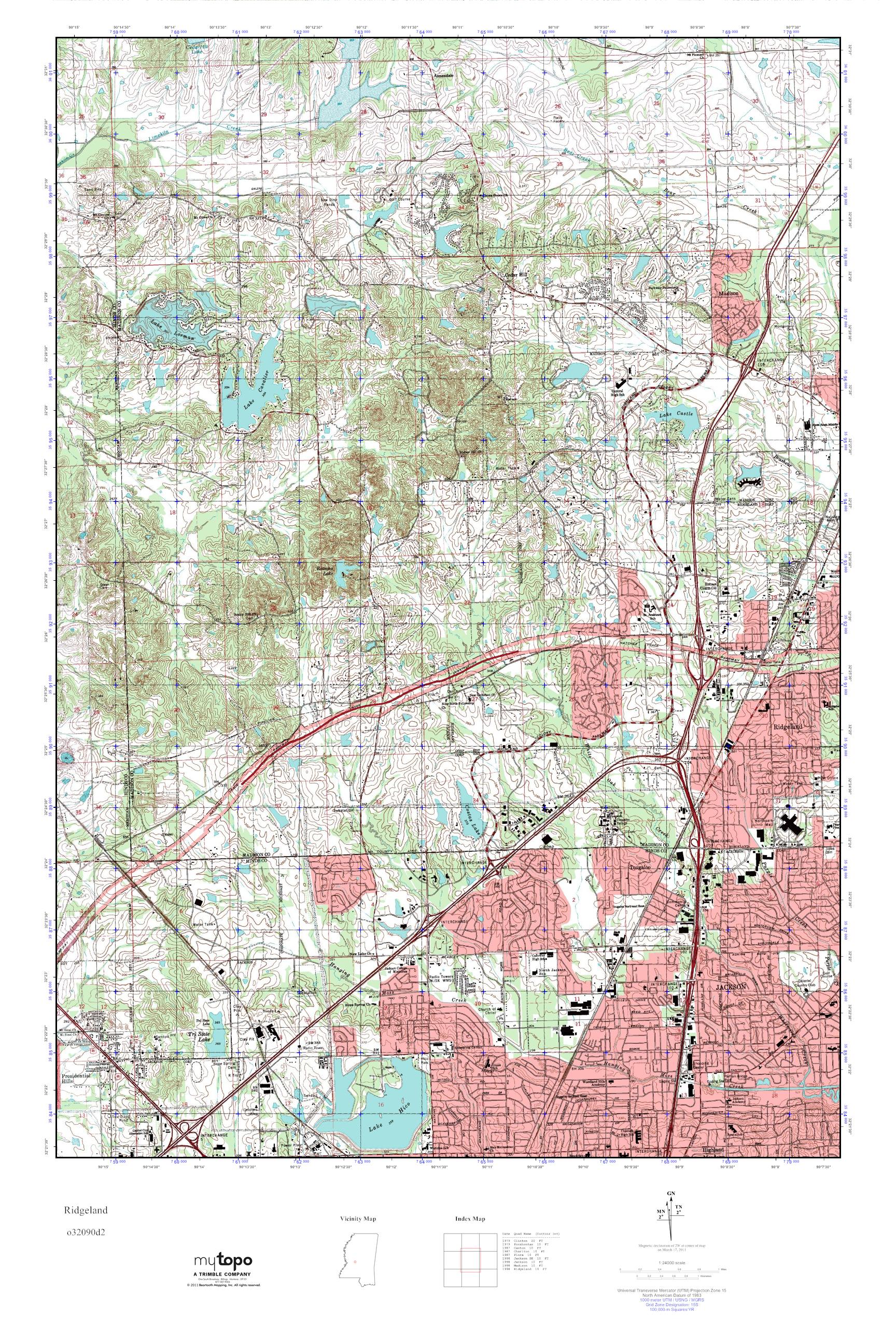 MyTopo Ridgeland, Mississippi USGS Quad Topo Map