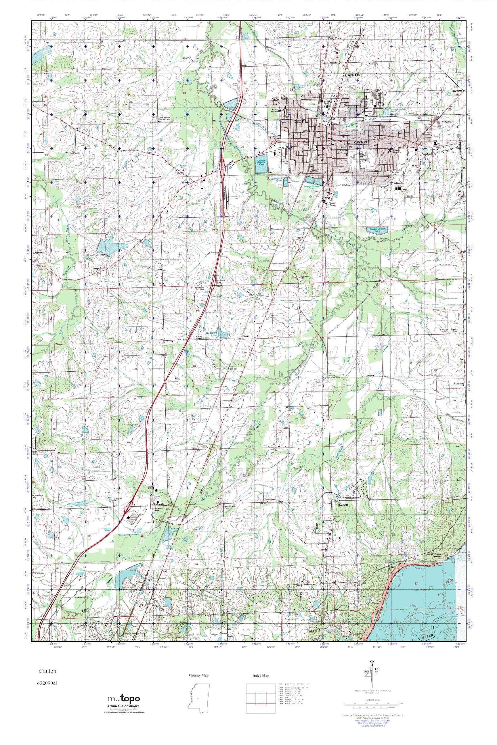 MyTopo Canton, Mississippi USGS Quad Topo Map
