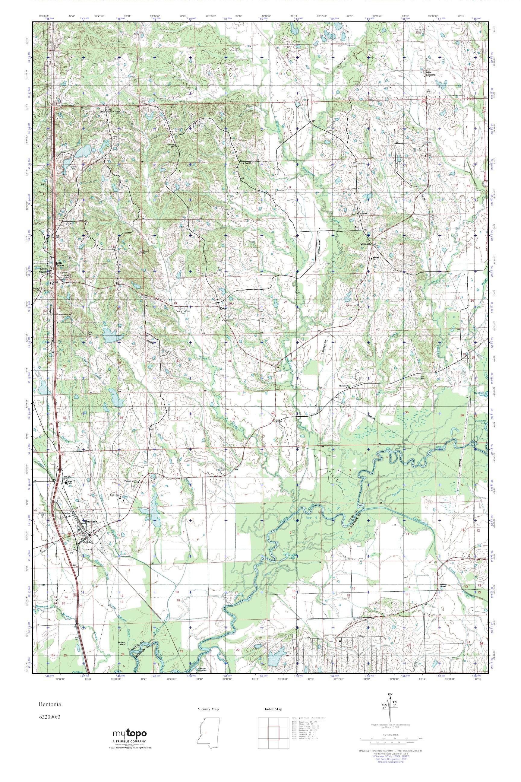 MyTopo Bentonia, Mississippi USGS Quad Topo Map