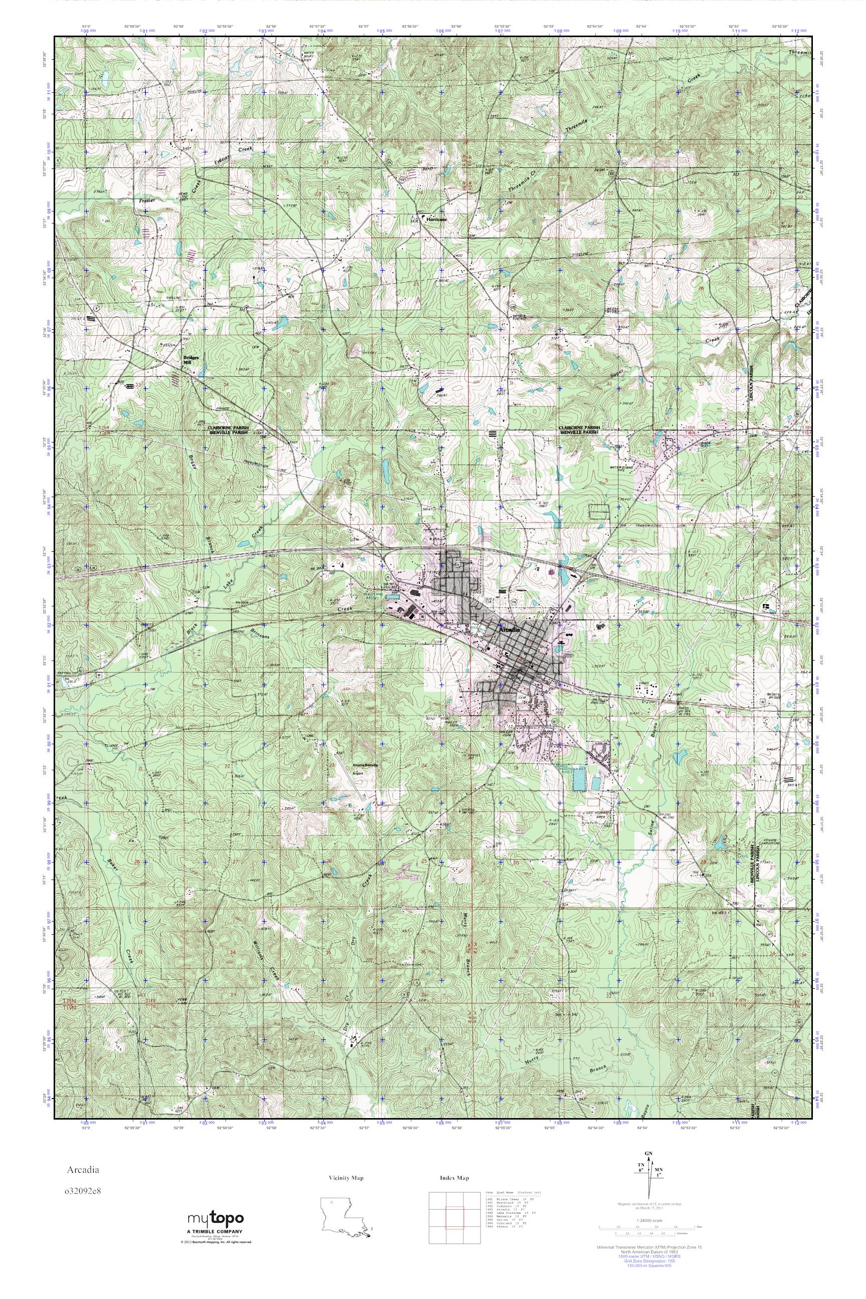 MyTopo Arcadia, Louisiana USGS Quad Topo Map