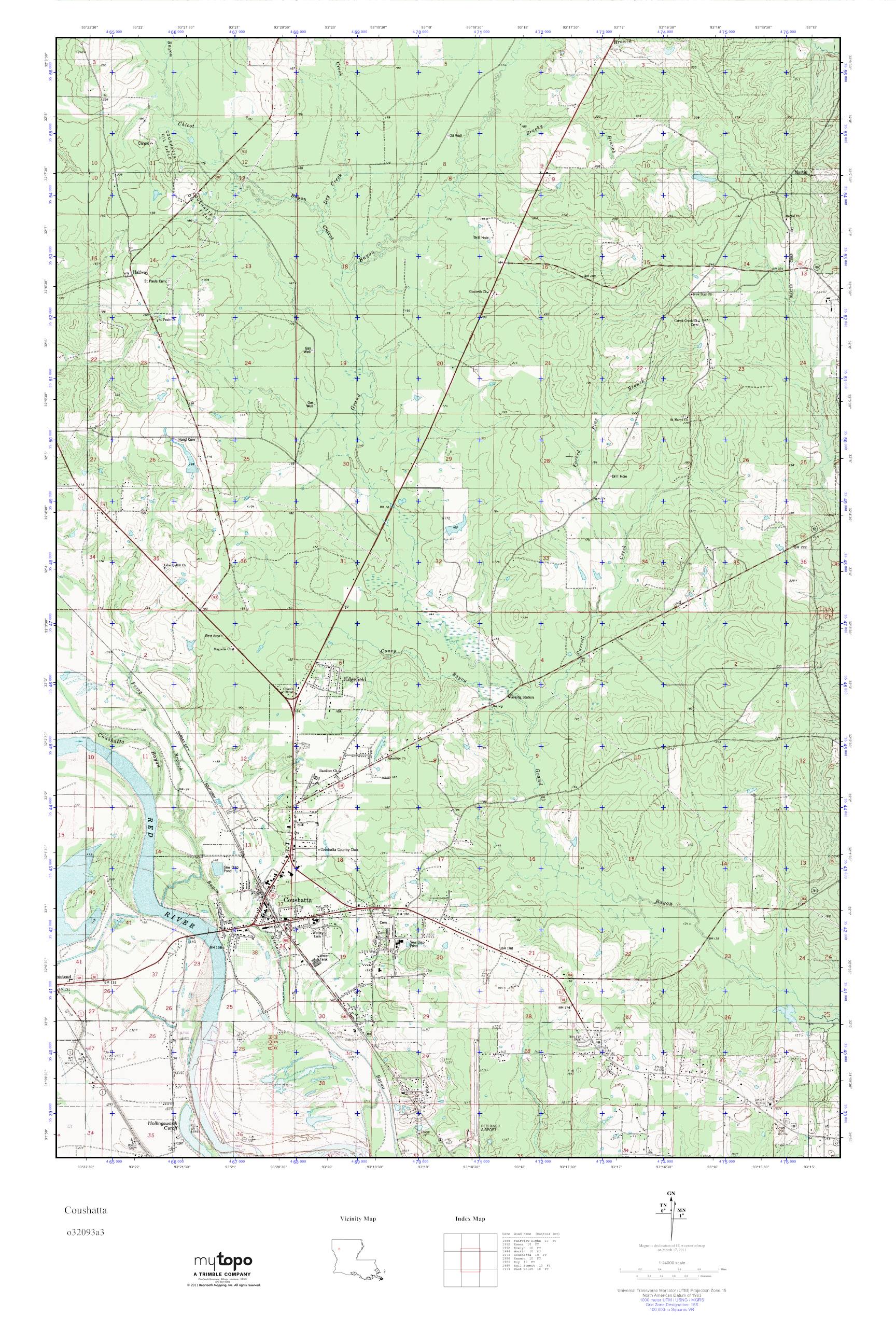MyTopo Coushatta, Louisiana USGS Quad Topo Map