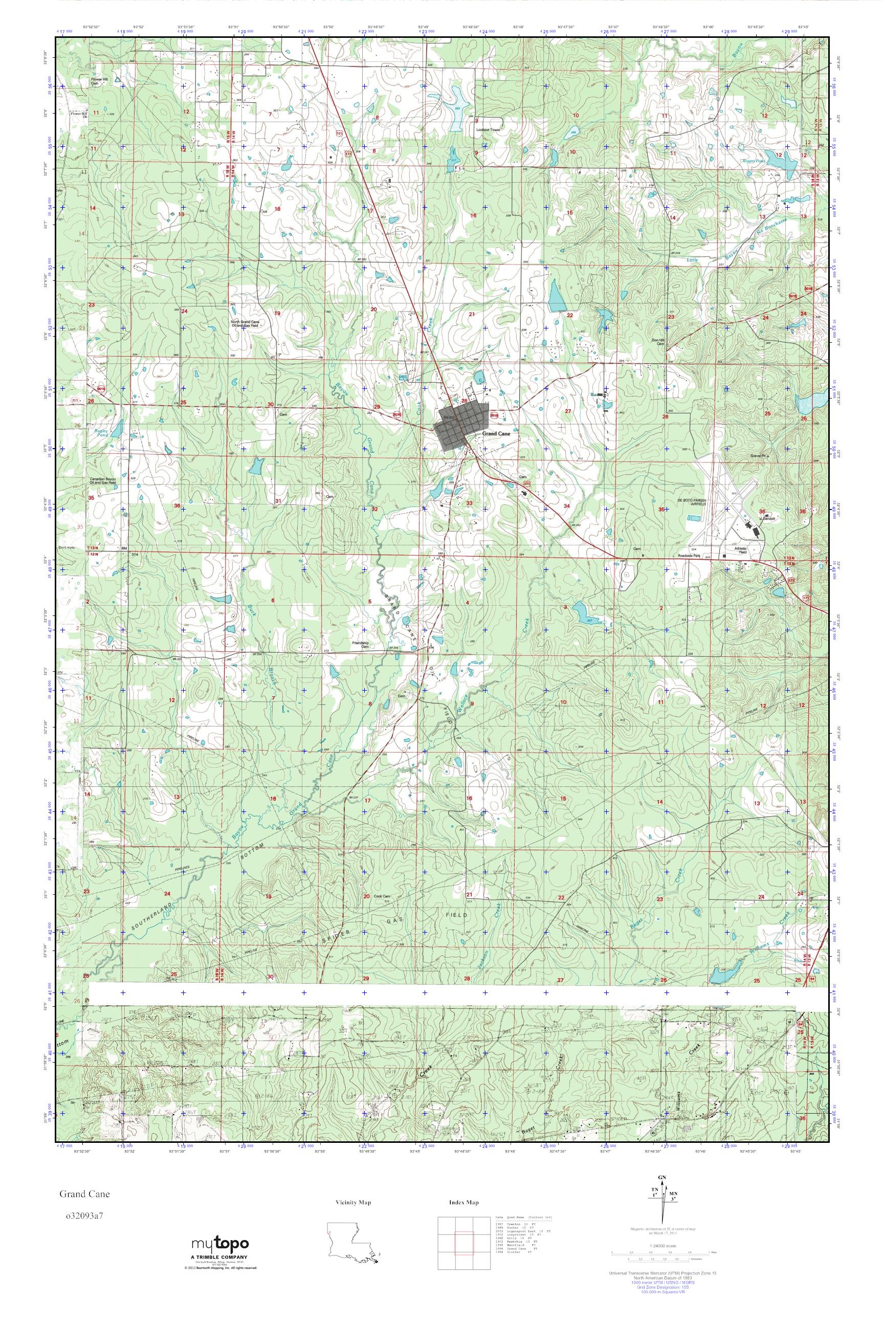 MyTopo Grand Cane, Louisiana USGS Quad Topo Map