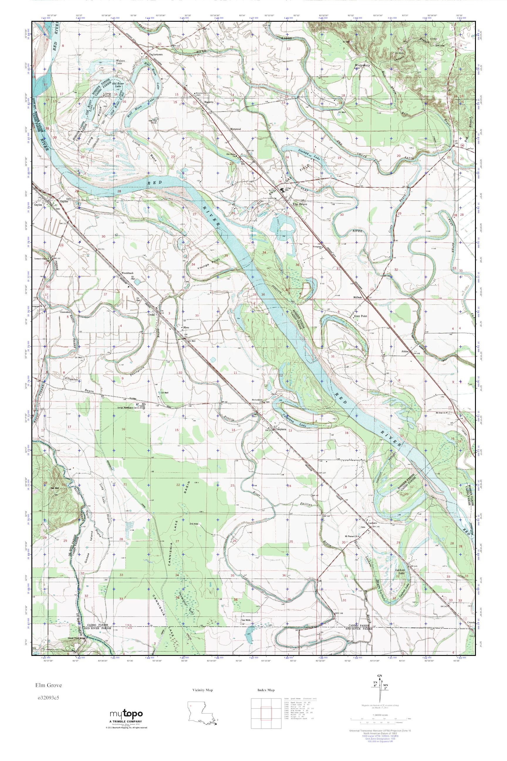 MyTopo Elm Grove, Louisiana USGS Quad Topo Map