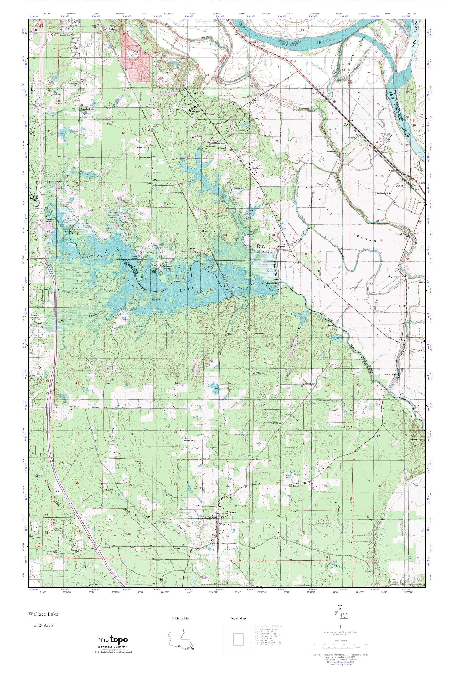 MyTopo Wallace Lake, Louisiana USGS Quad Topo Map