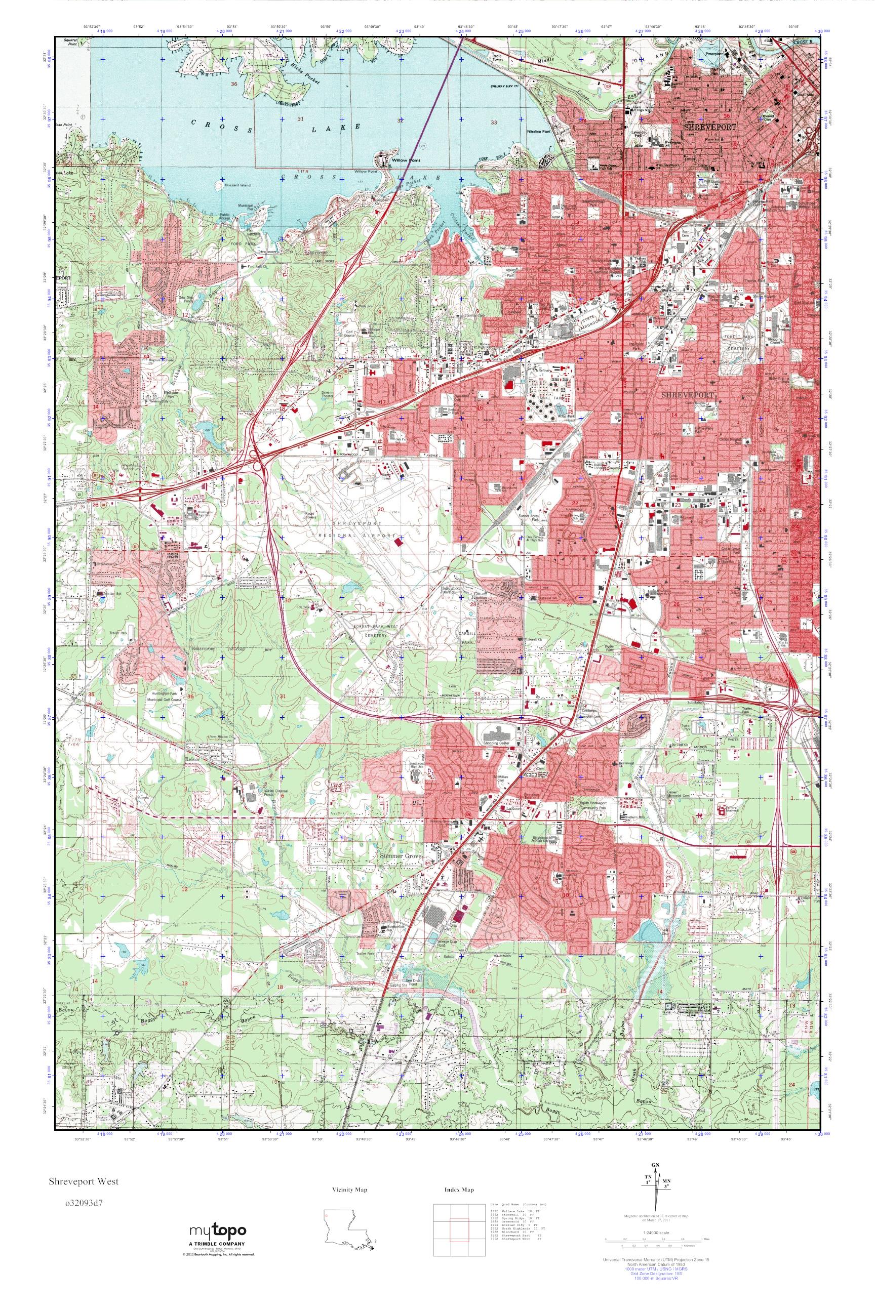 MyTopo Shreveport West, Louisiana USGS Quad Topo Map