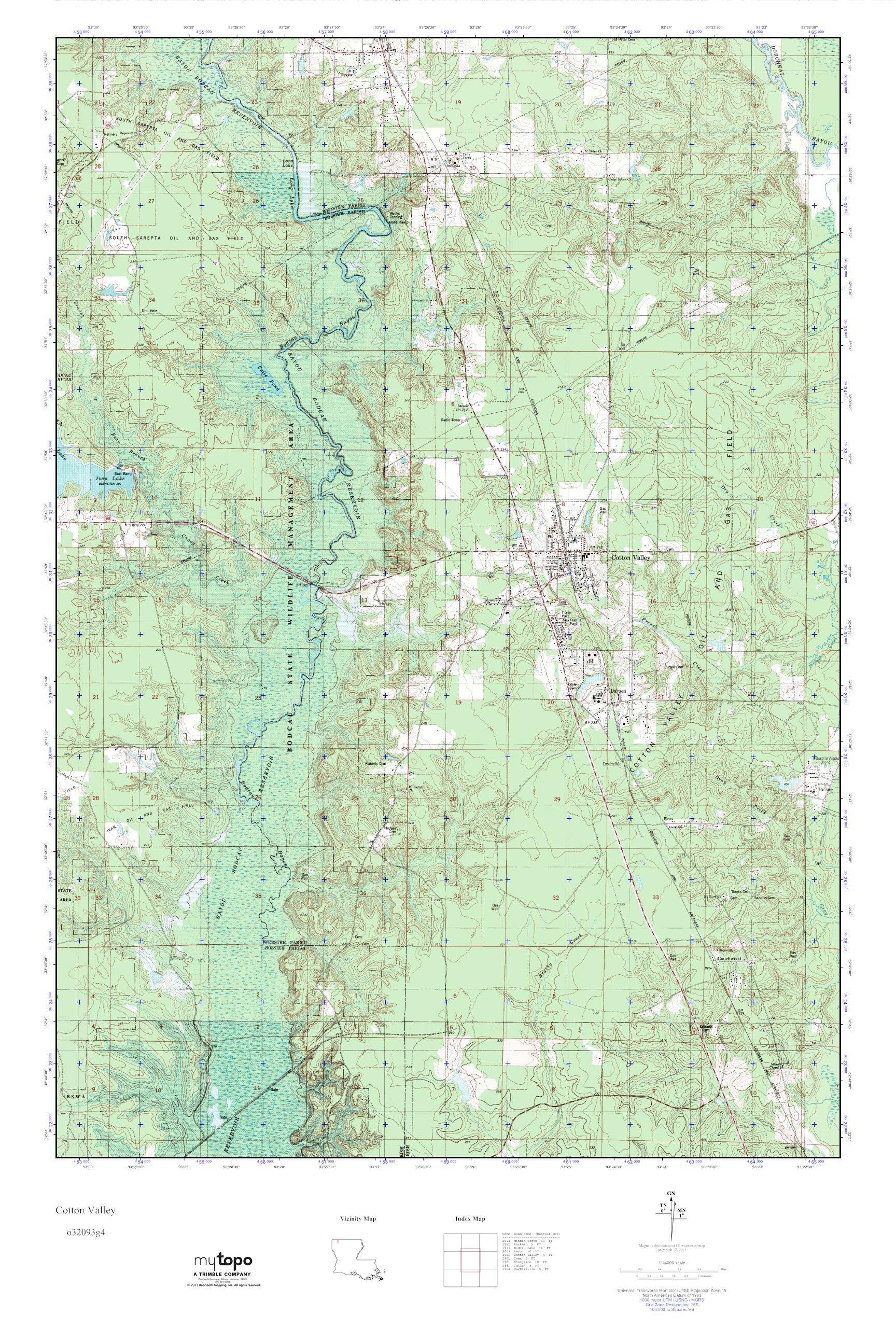 MyTopo Cotton Valley, Louisiana USGS Quad Topo Map
