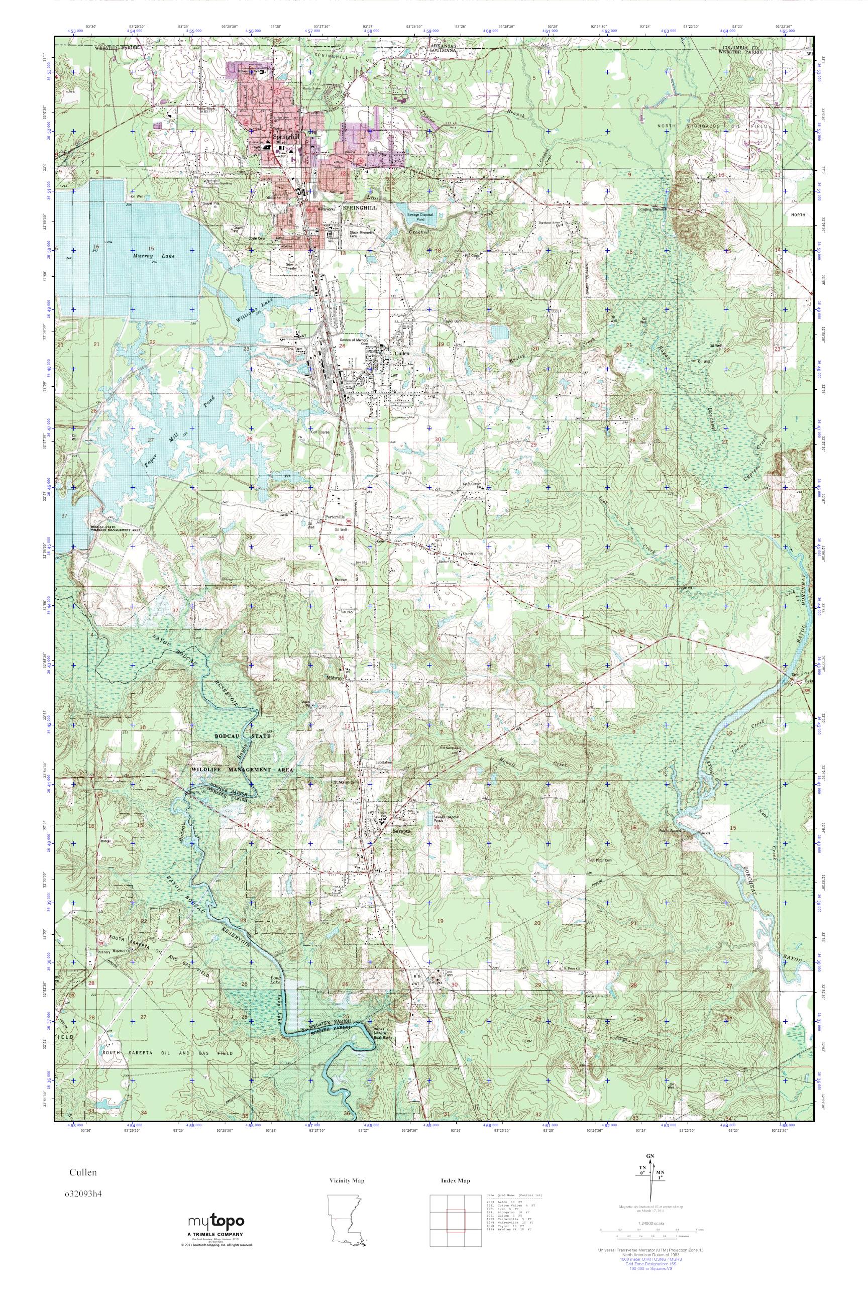 MyTopo Cullen, Louisiana USGS Quad Topo Map