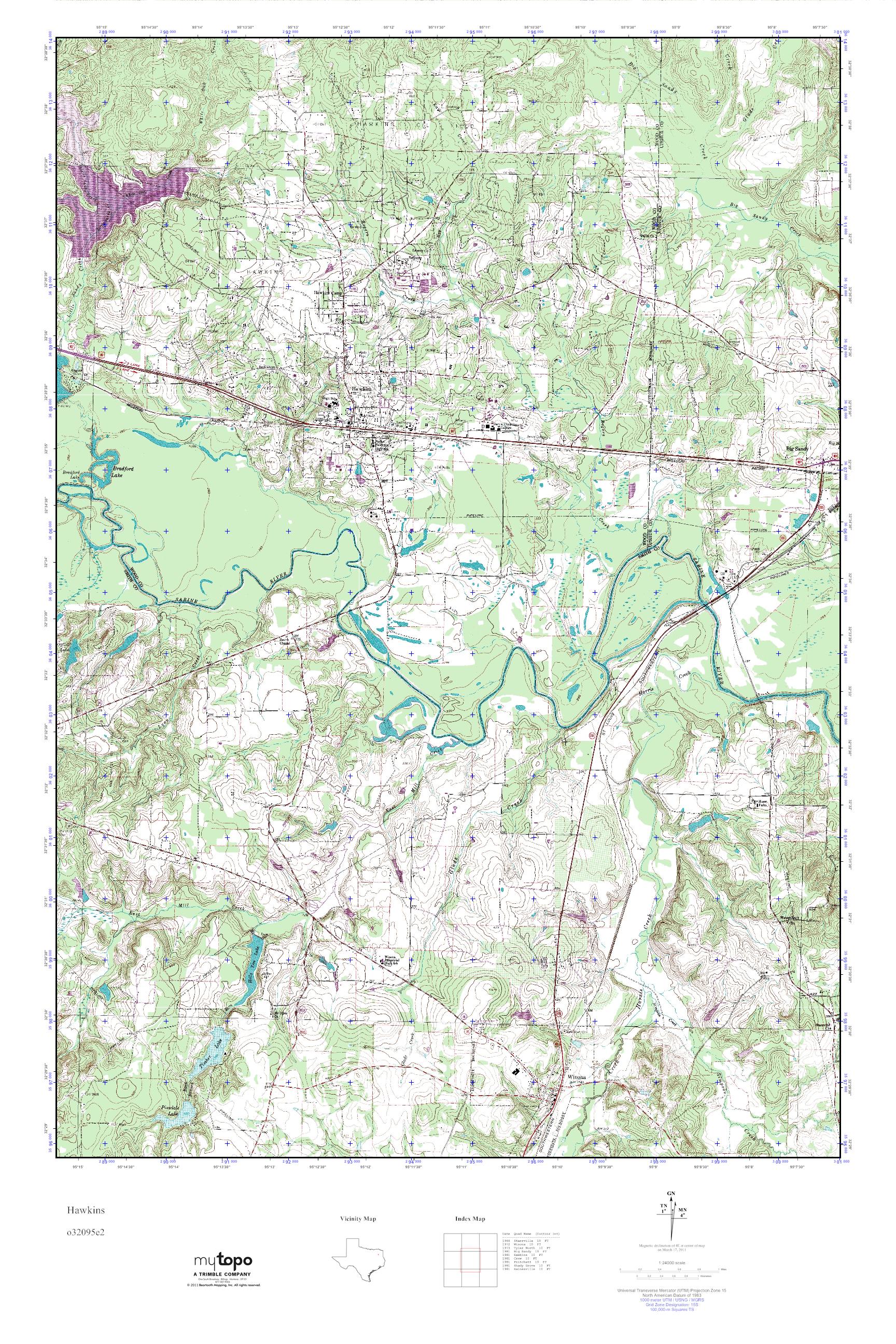 MyTopo Hawkins, Texas USGS Quad Topo Map