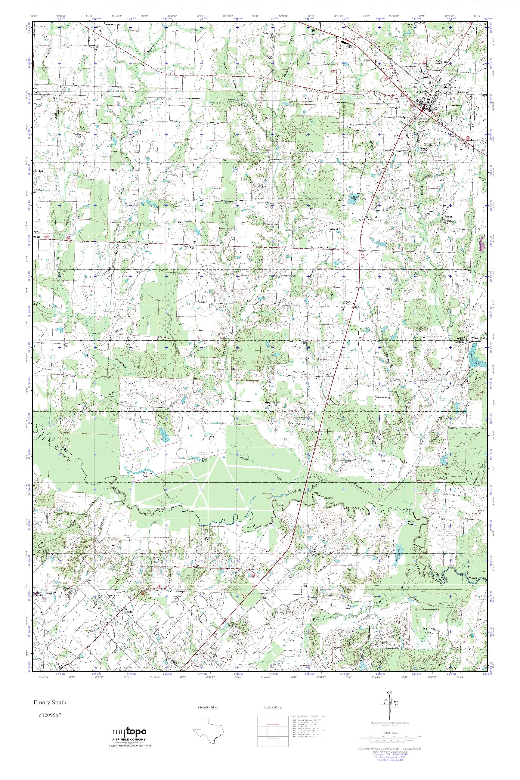 MyTopo Emory South, Texas USGS Quad Topo Map