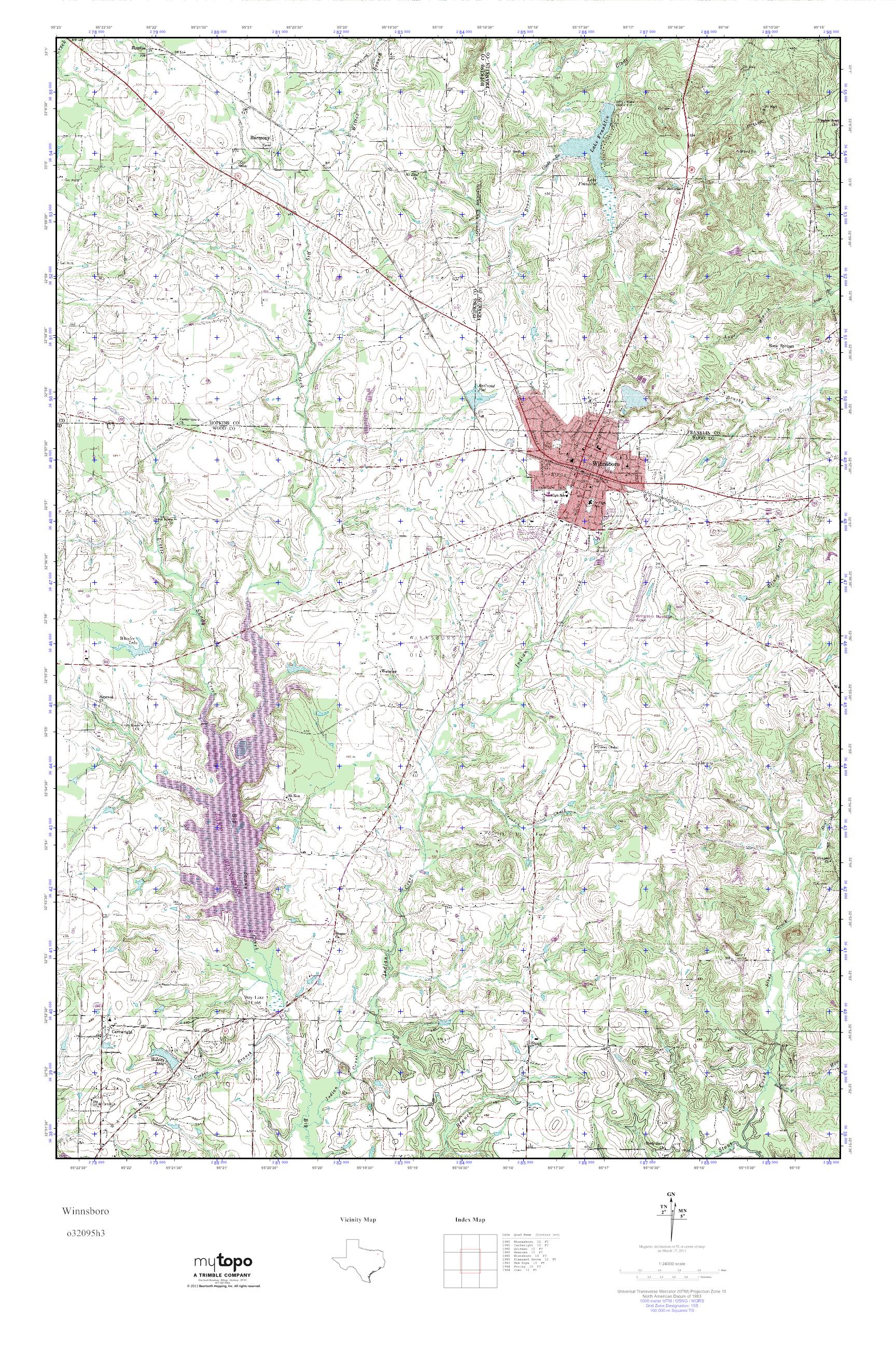 MyTopo Winnsboro, Texas USGS Quad Topo Map