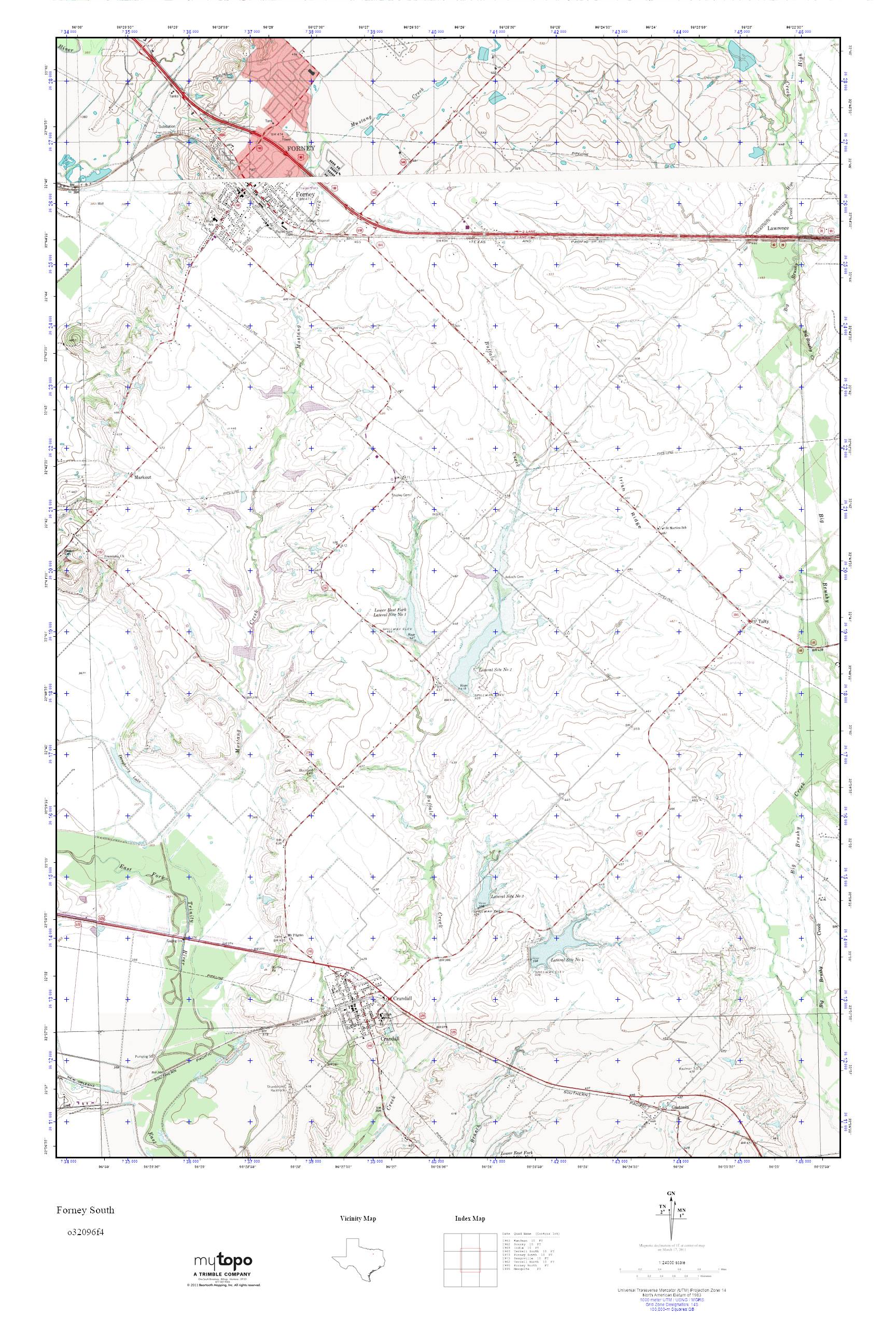 MyTopo Forney South, Texas USGS Quad Topo Map
