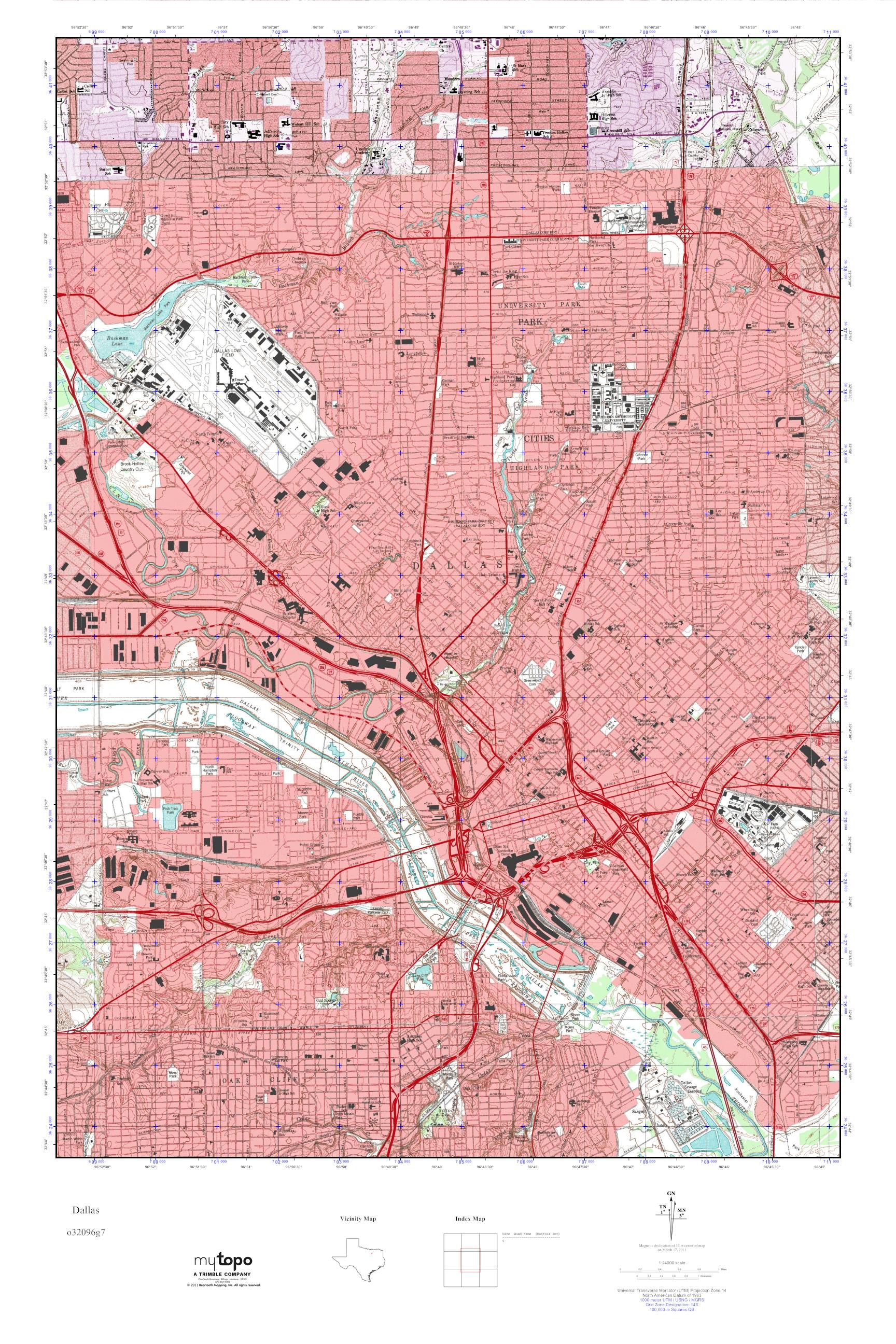 MyTopo Dallas, Texas USGS Quad Topo Map