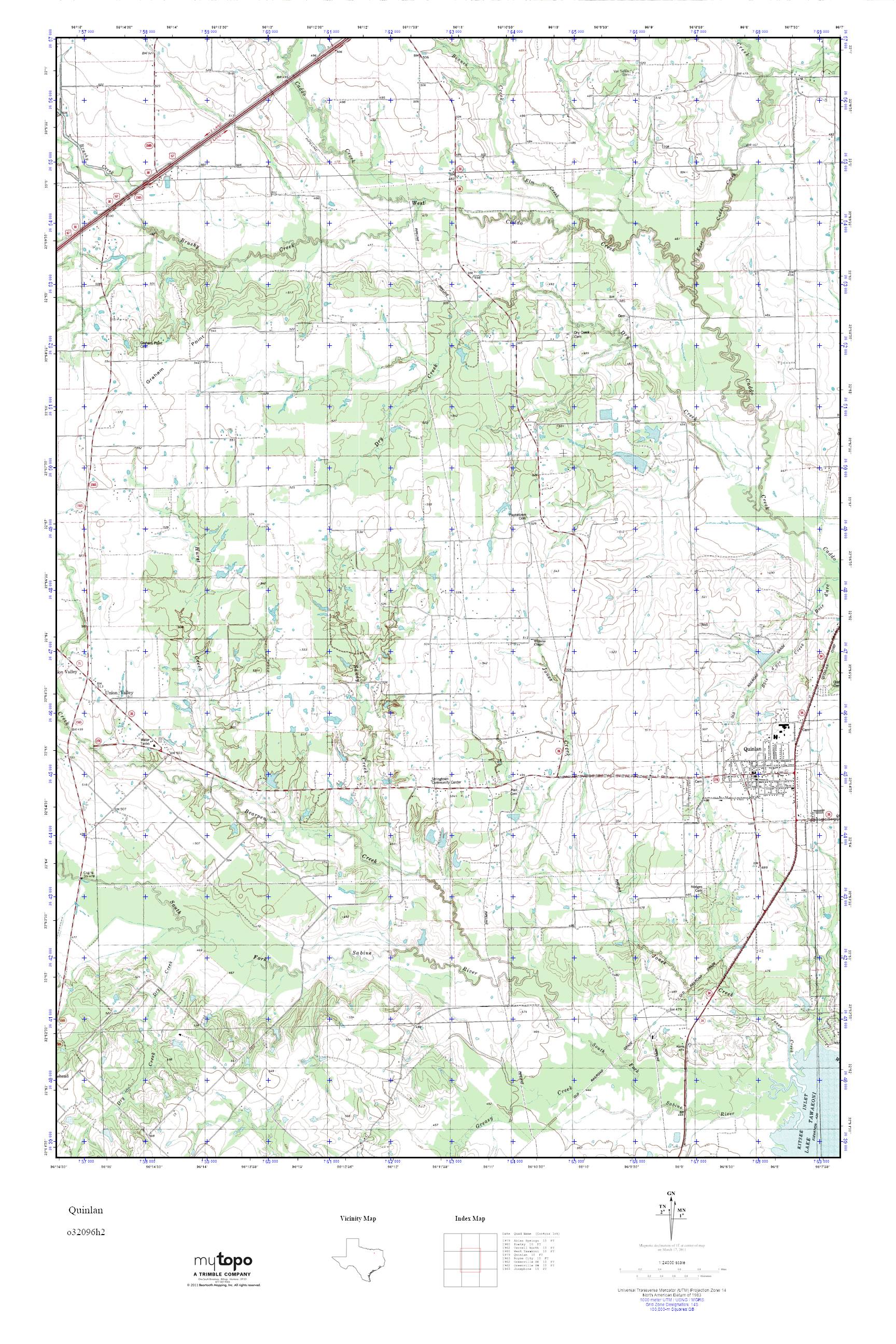 MyTopo Quinlan, Texas USGS Quad Topo Map