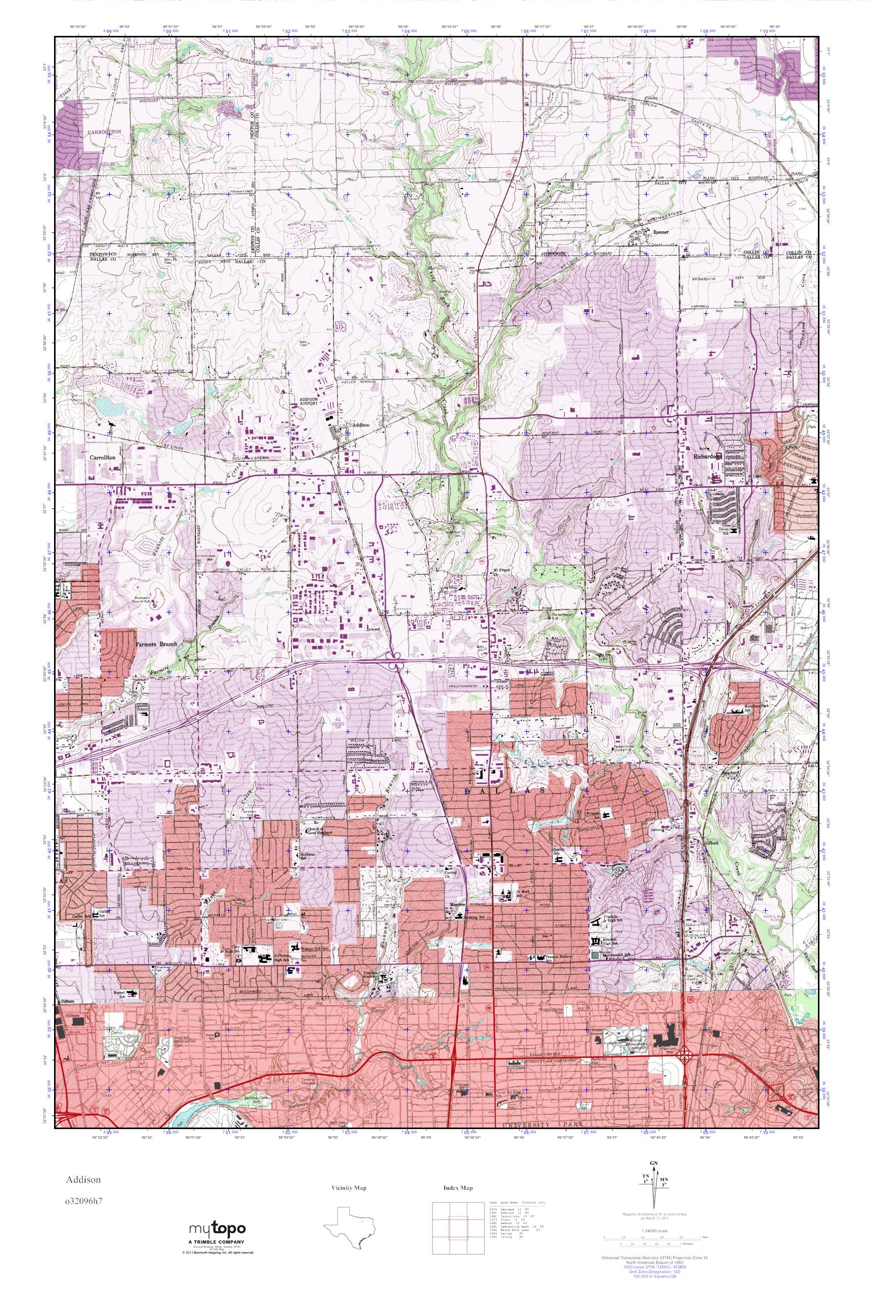 MyTopo Addison, Texas USGS Quad Topo Map