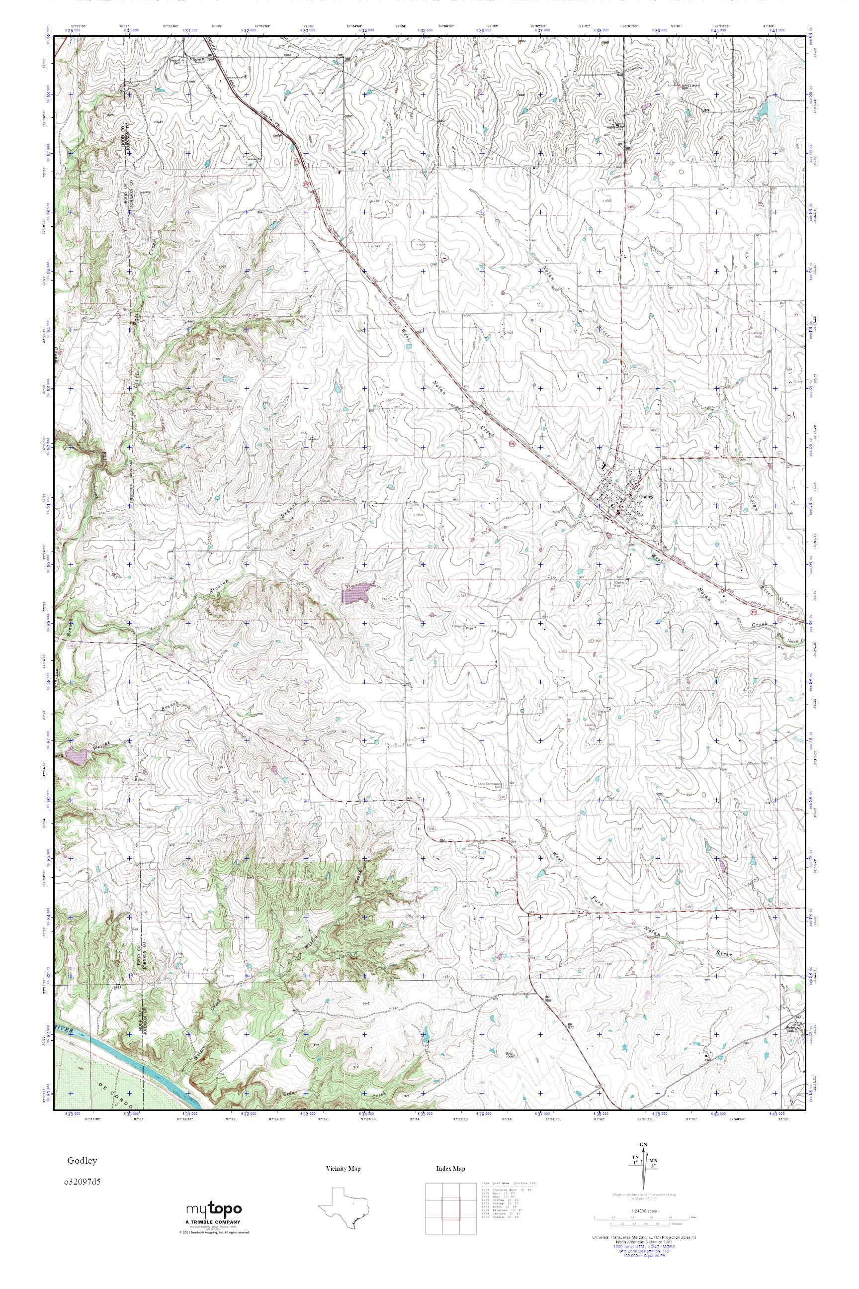 MyTopo Godley, Texas USGS Quad Topo Map