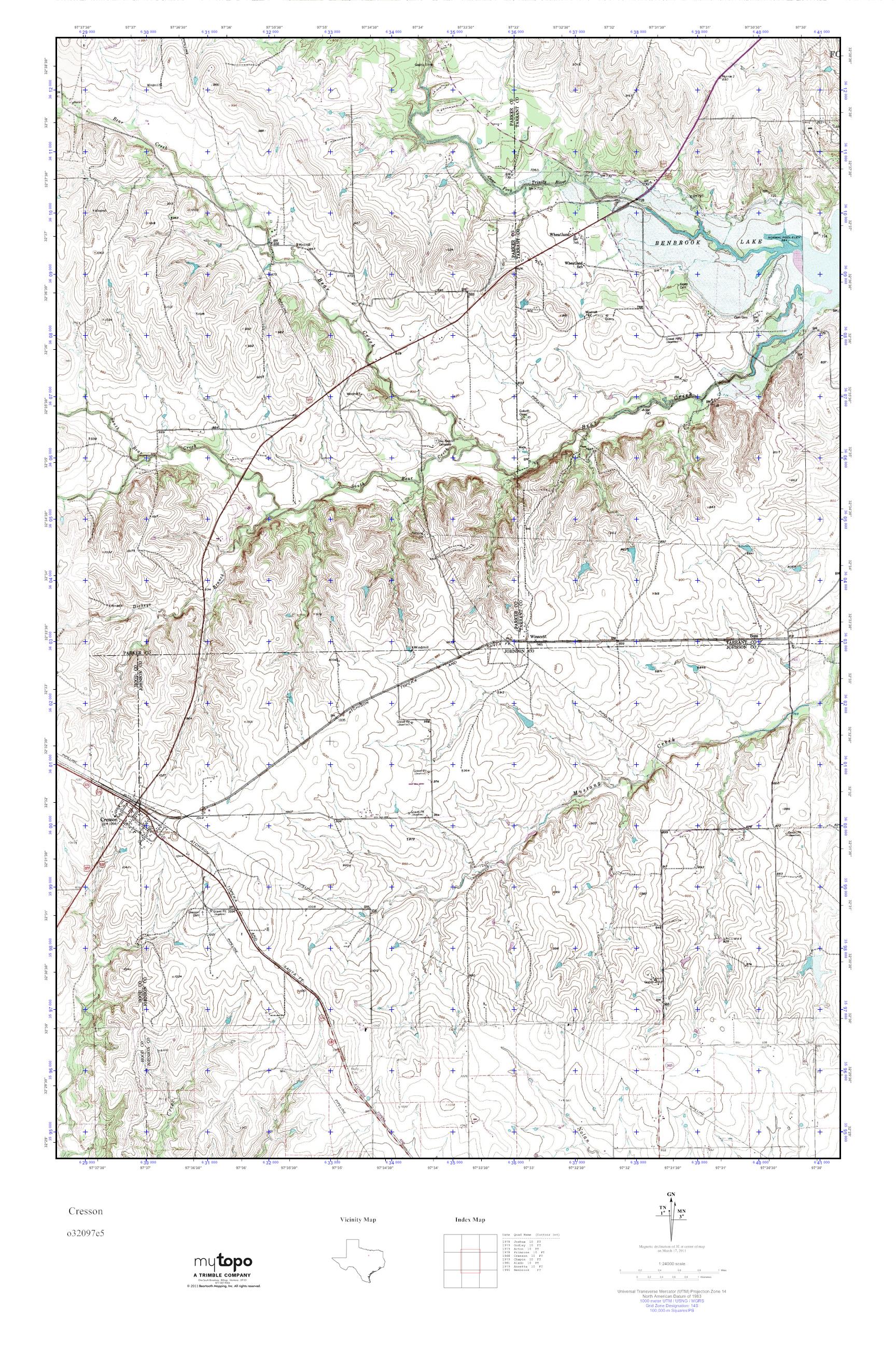 MyTopo Cresson, Texas USGS Quad Topo Map