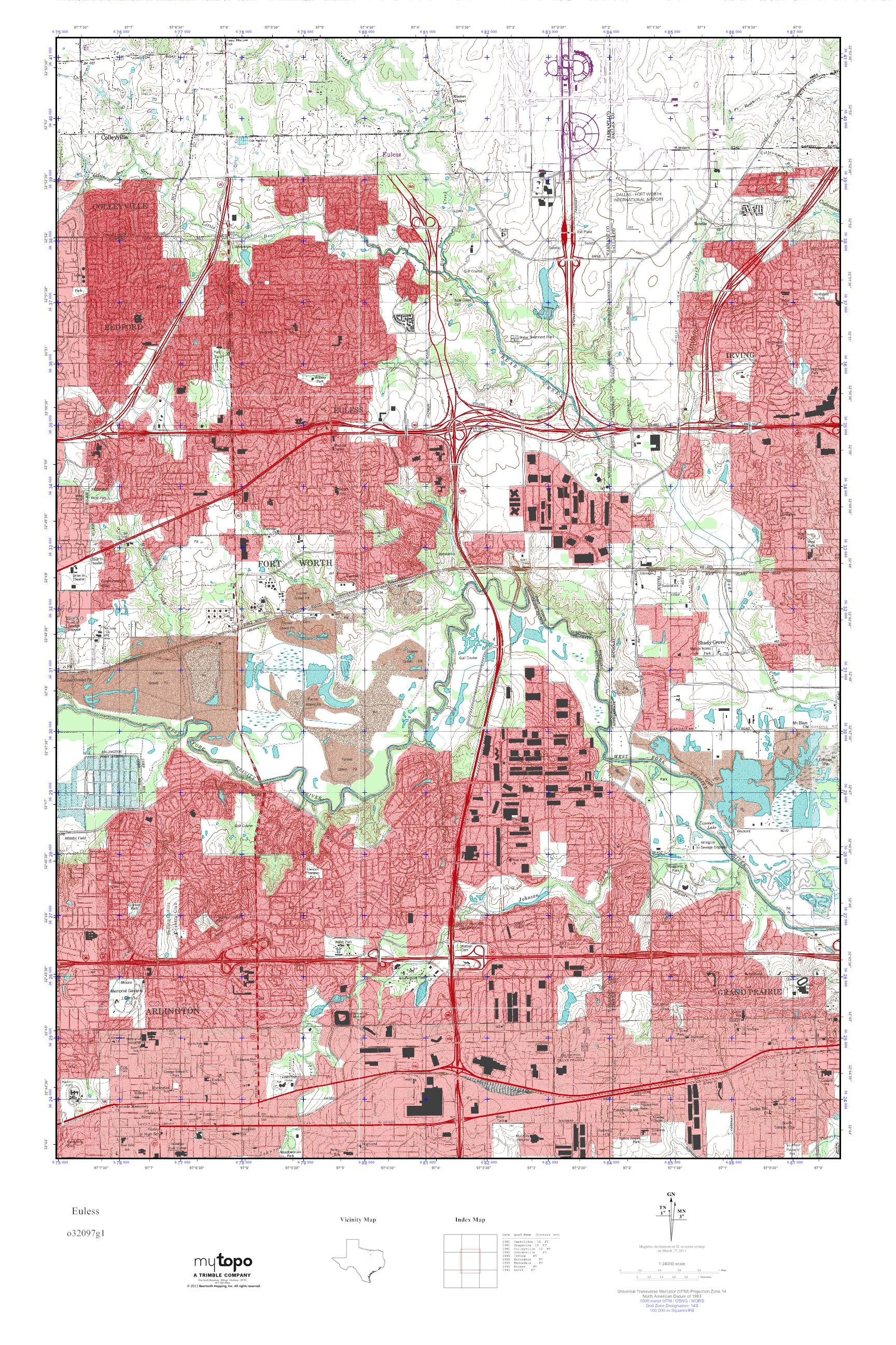 MyTopo Euless, Texas USGS Quad Topo Map