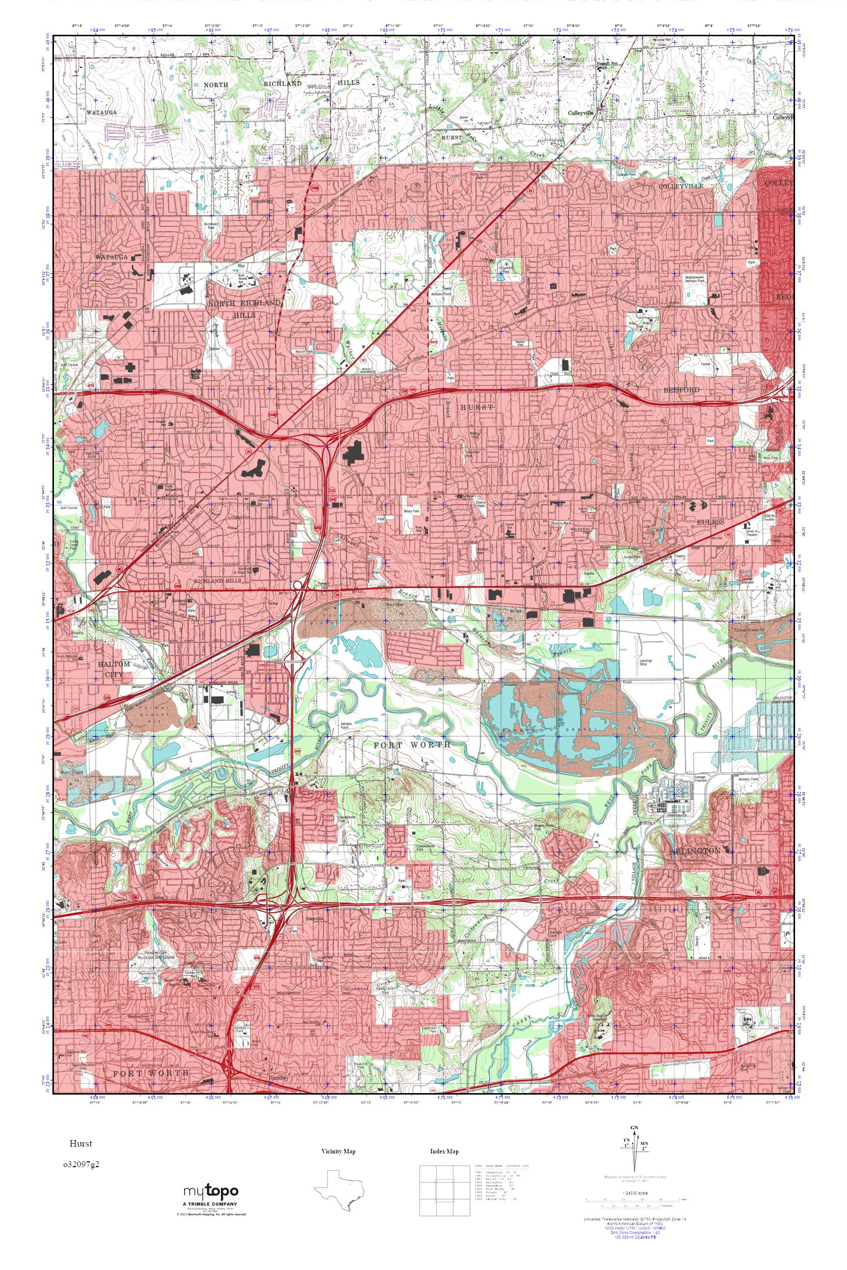 MyTopo Hurst, Texas USGS Quad Topo Map