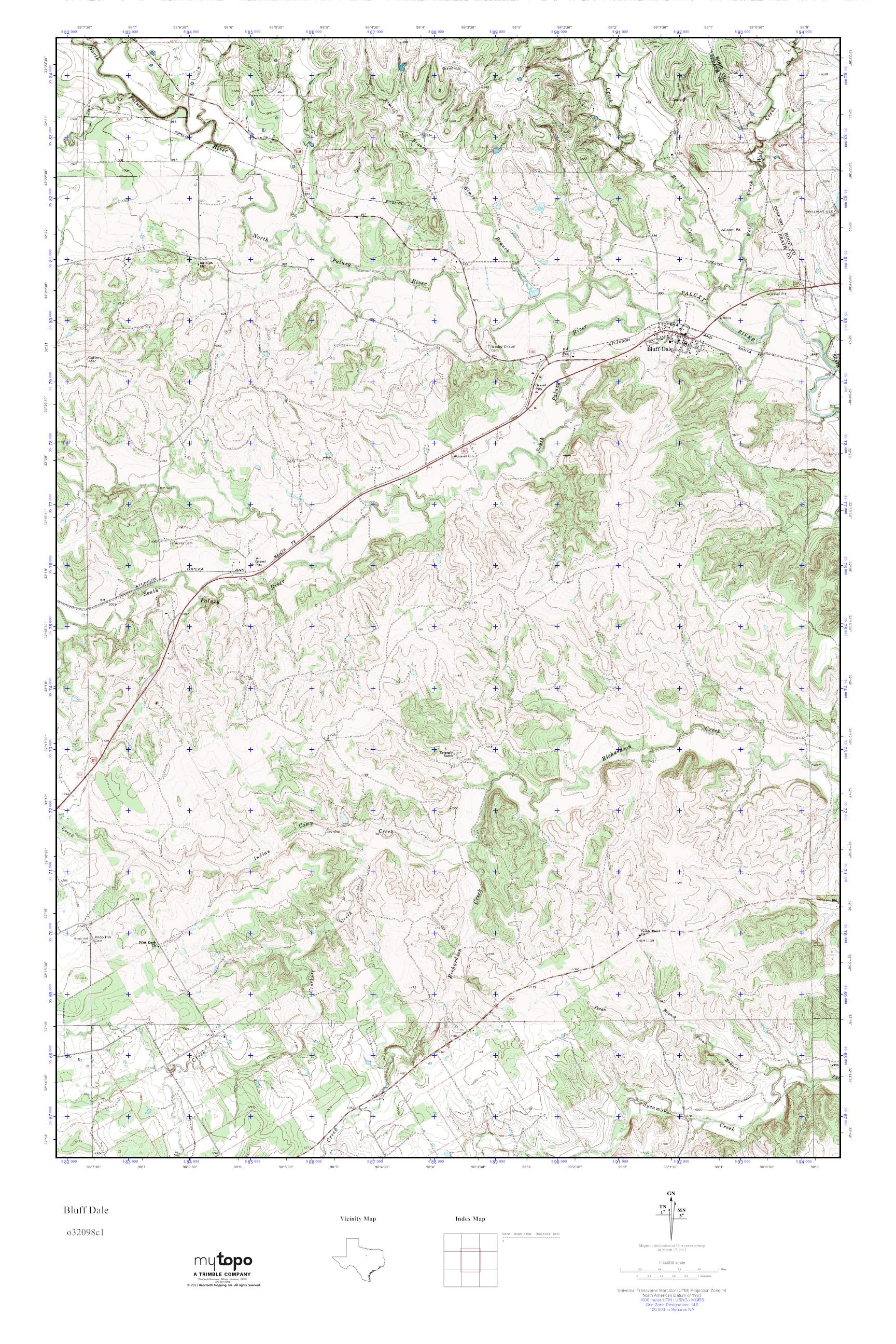 MyTopo Bluff Dale, Texas USGS Quad Topo Map