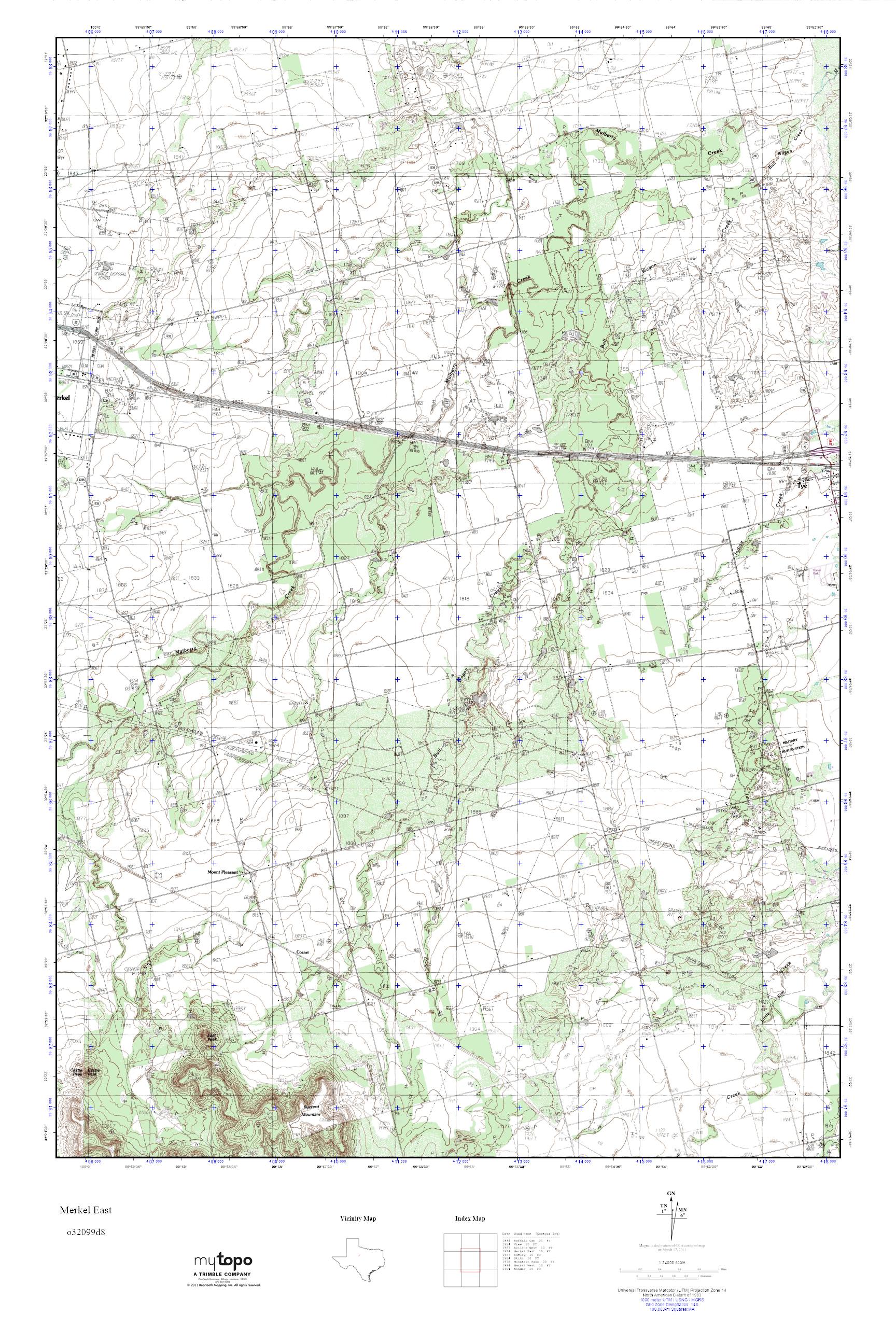 MyTopo Merkel East, Texas USGS Quad Topo Map