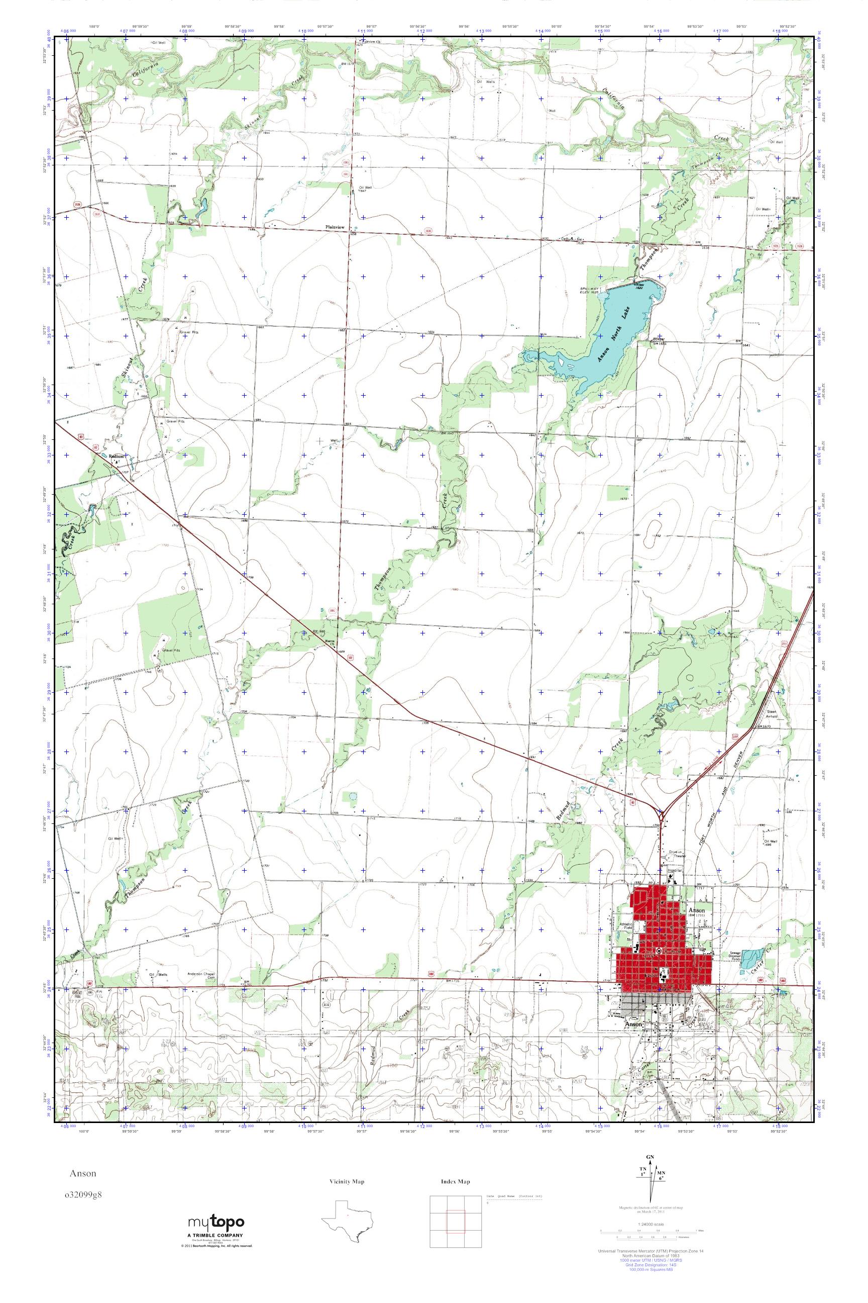 MyTopo Anson, Texas USGS Quad Topo Map