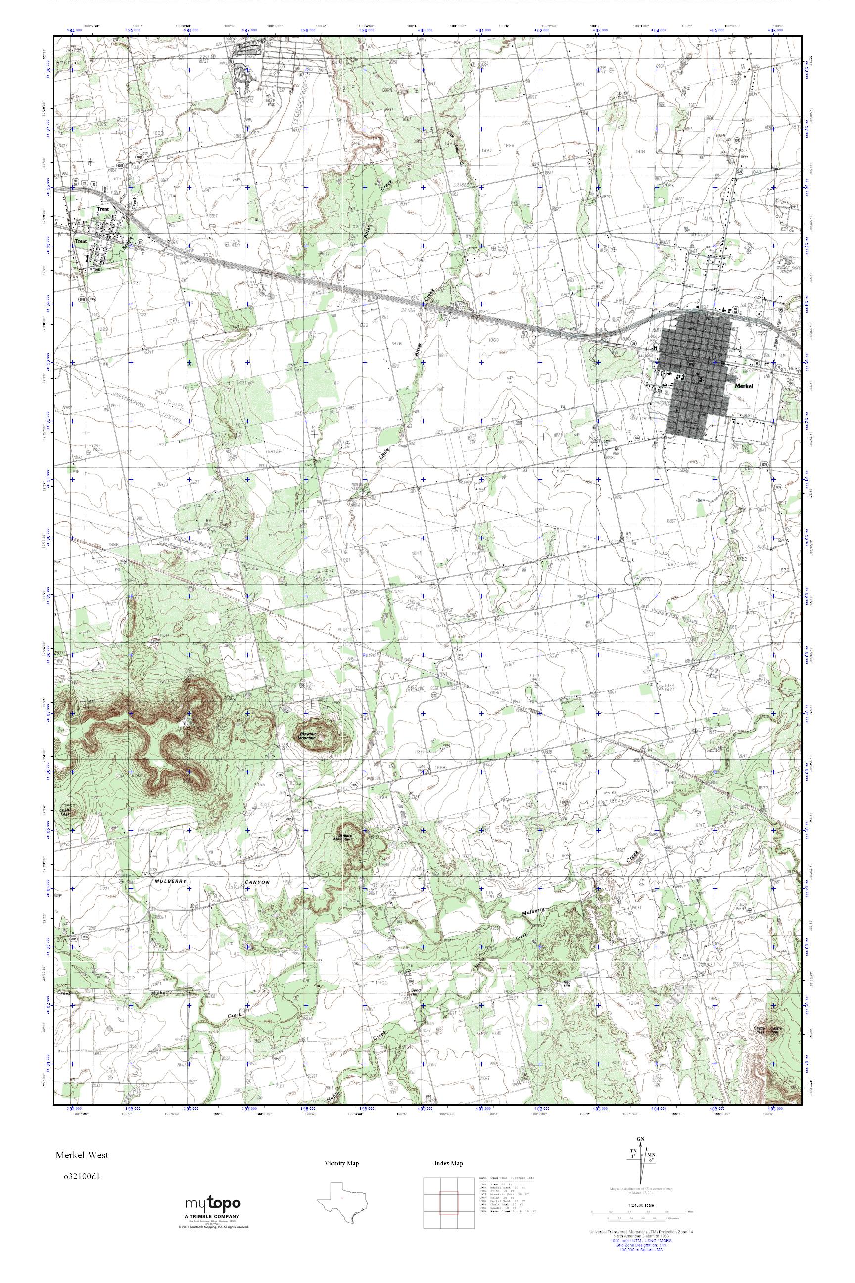 MyTopo Merkel West, Texas USGS Quad Topo Map