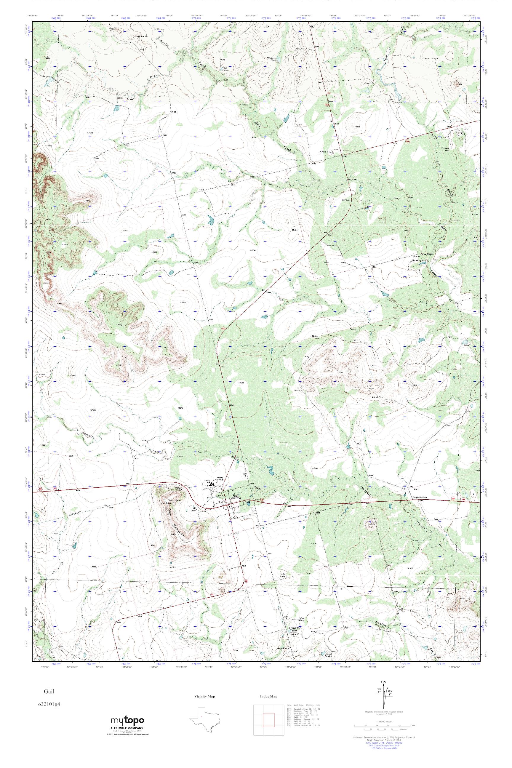 MyTopo Gail, Texas USGS Quad Topo Map
