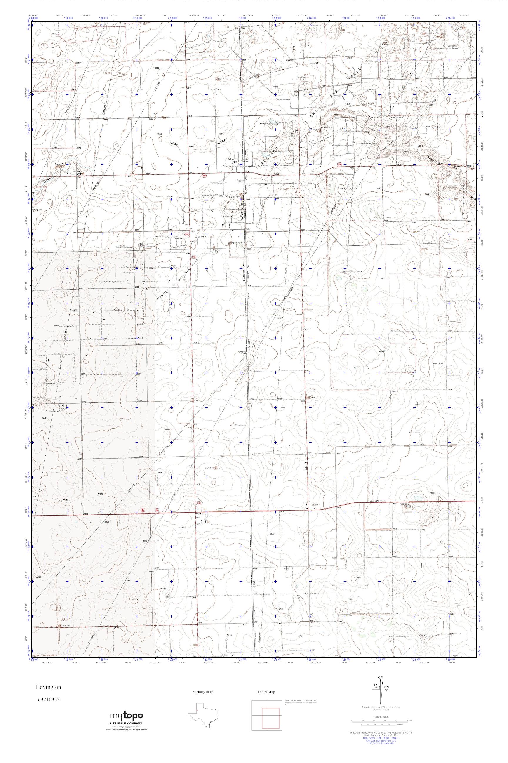 MyTopo Lovington, New Mexico USGS Quad Topo Map