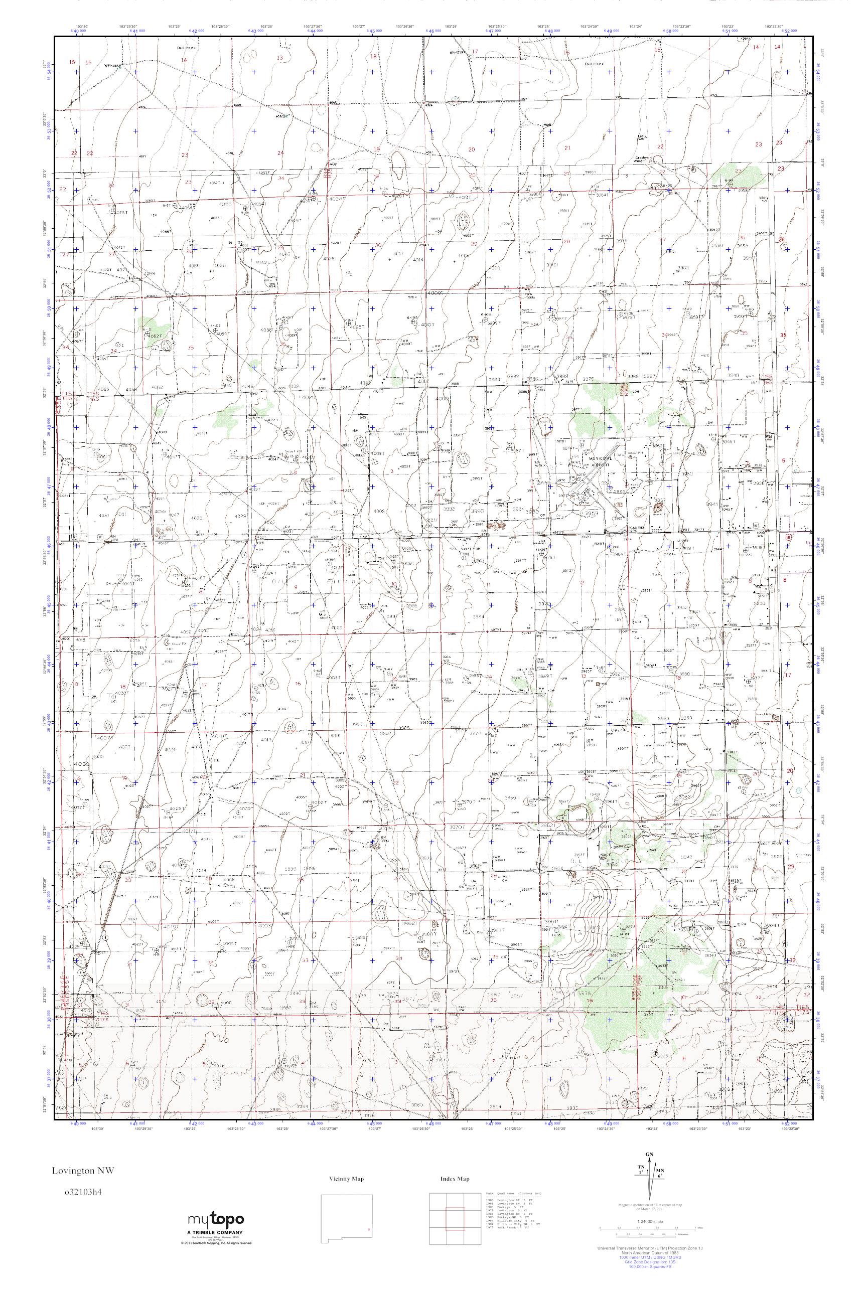 MyTopo Lovington NW, New Mexico USGS Quad Topo Map