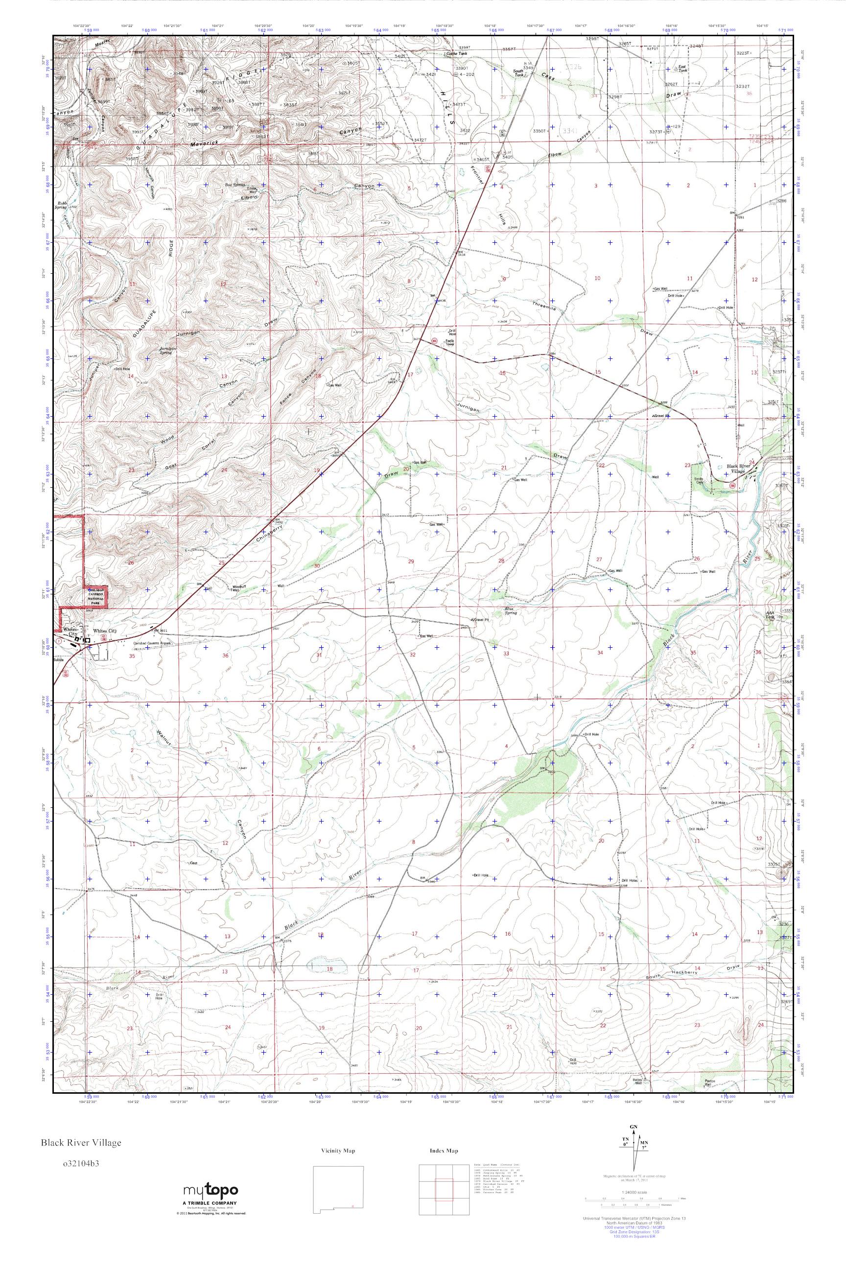 MyTopo Black River Village, New Mexico USGS Quad Topo Map