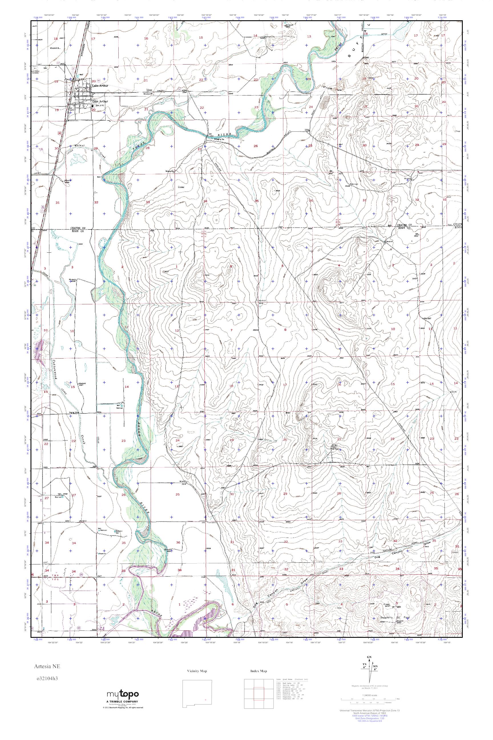 MyTopo Artesia NE, New Mexico USGS Quad Topo Map
