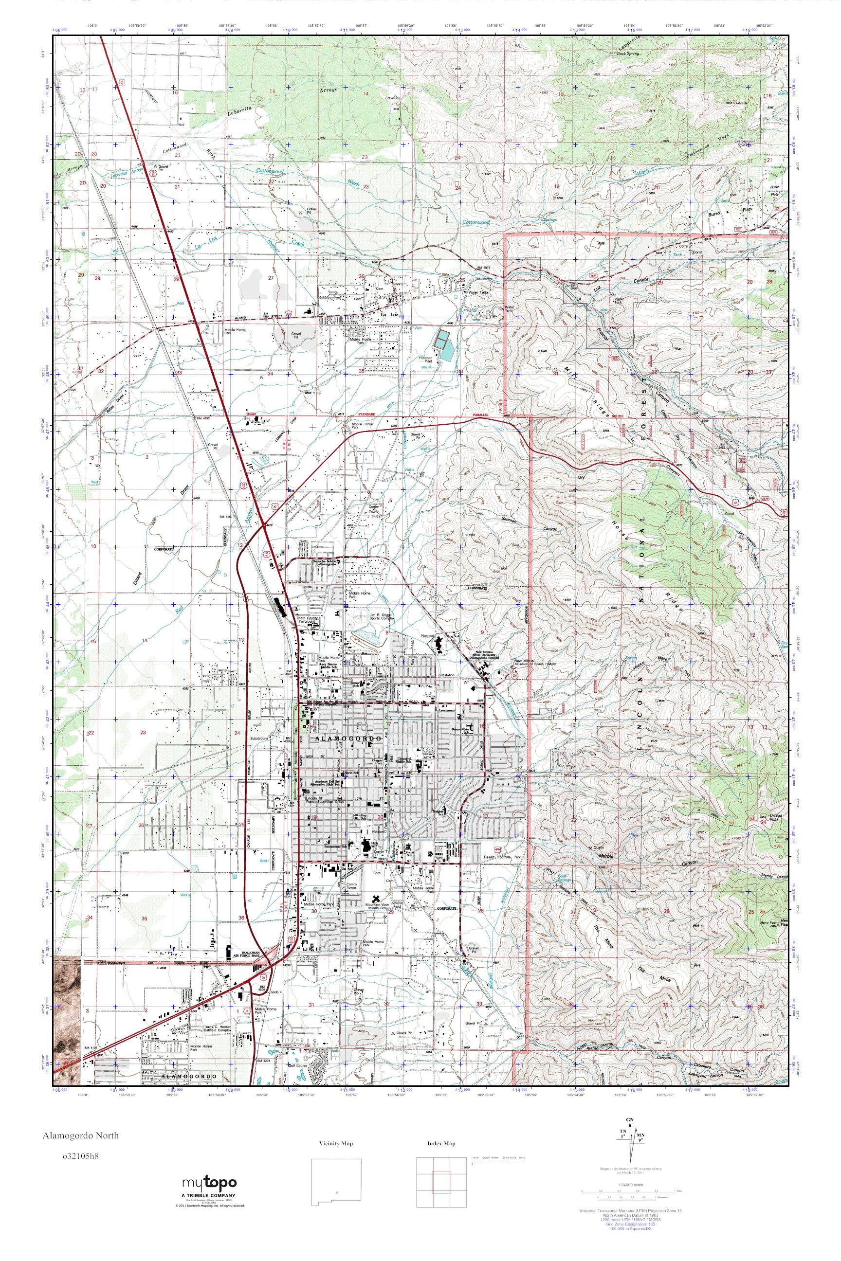 MyTopo Alamogordo North, New Mexico USGS Quad Topo Map