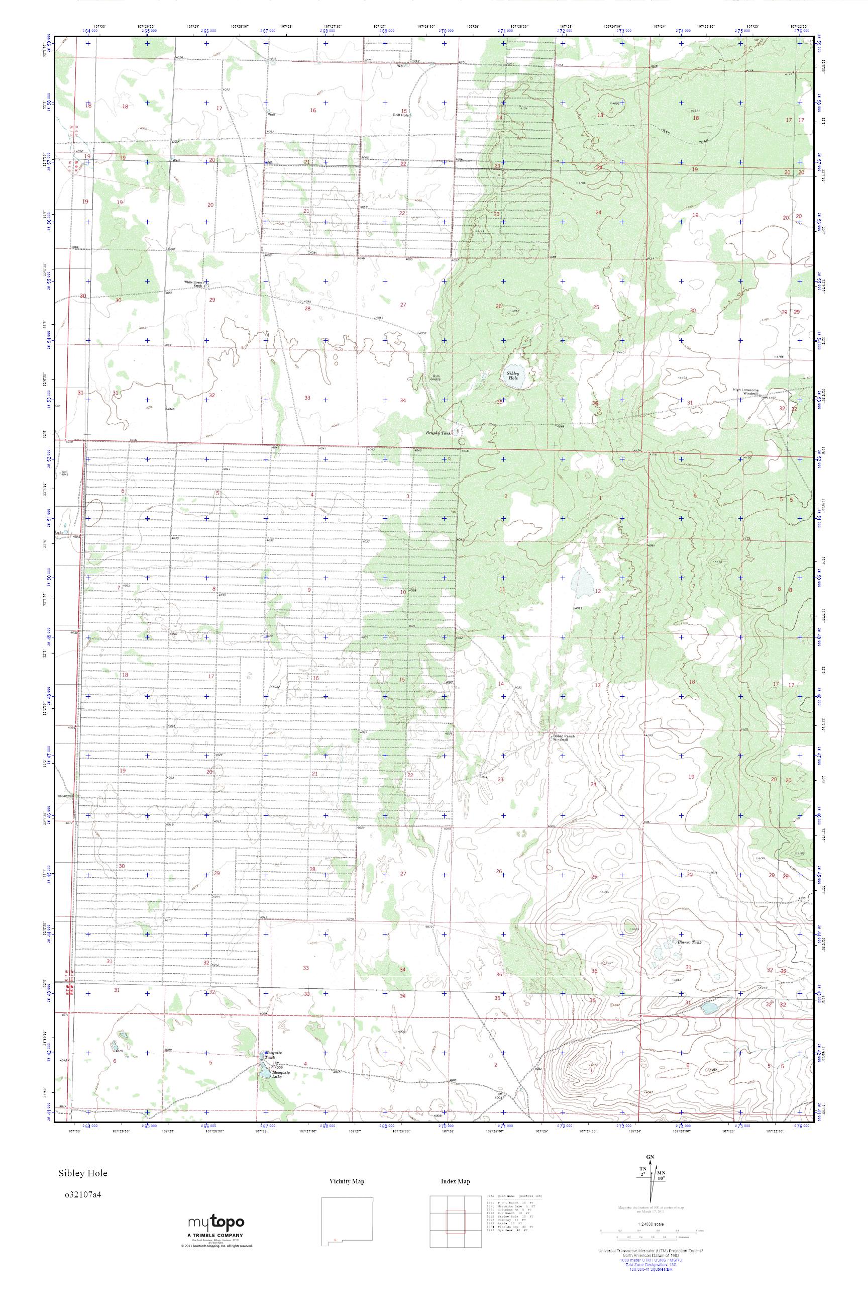 MyTopo Sibley Hole, New Mexico USGS Quad Topo Map