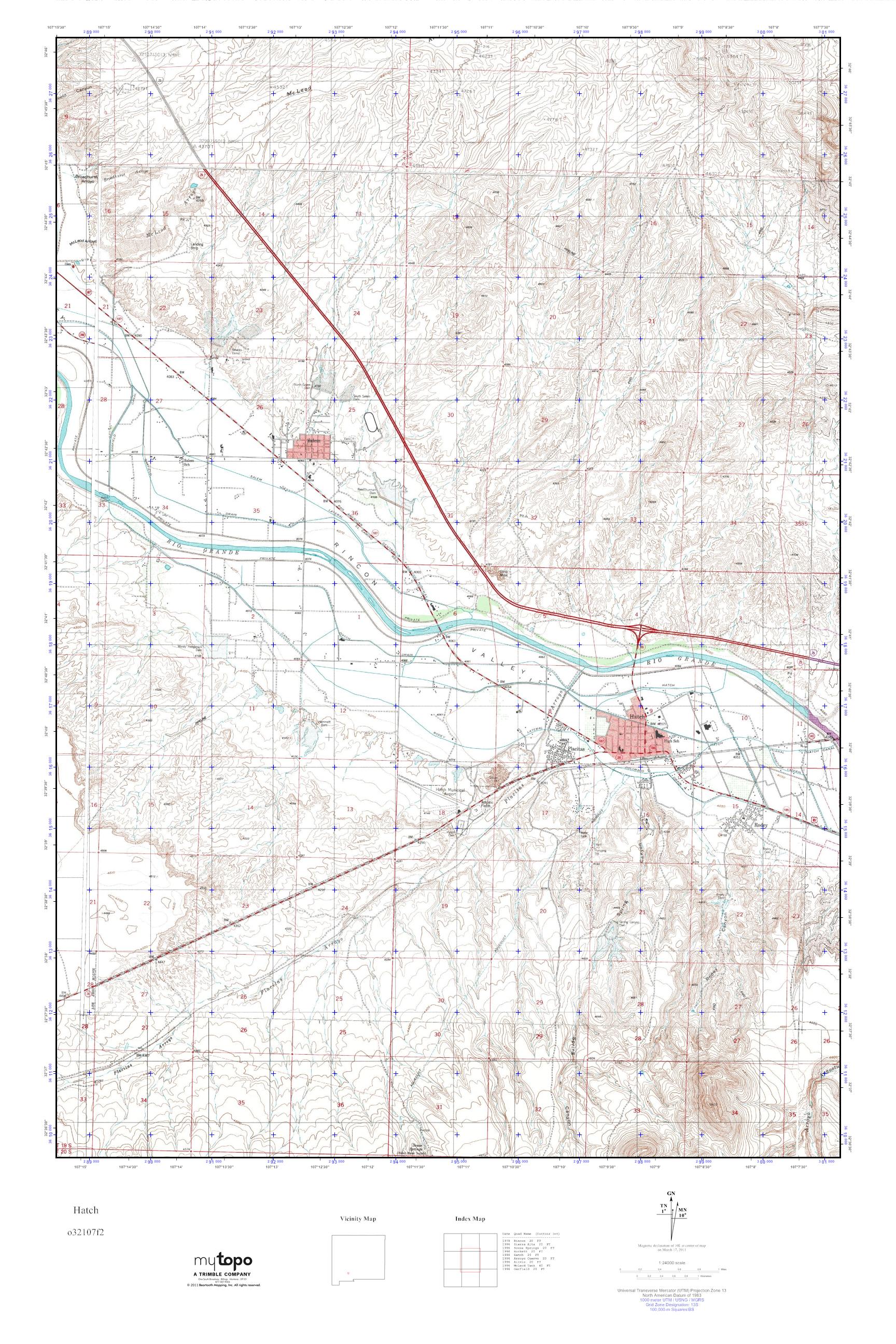 MyTopo Hatch, New Mexico USGS Quad Topo Map