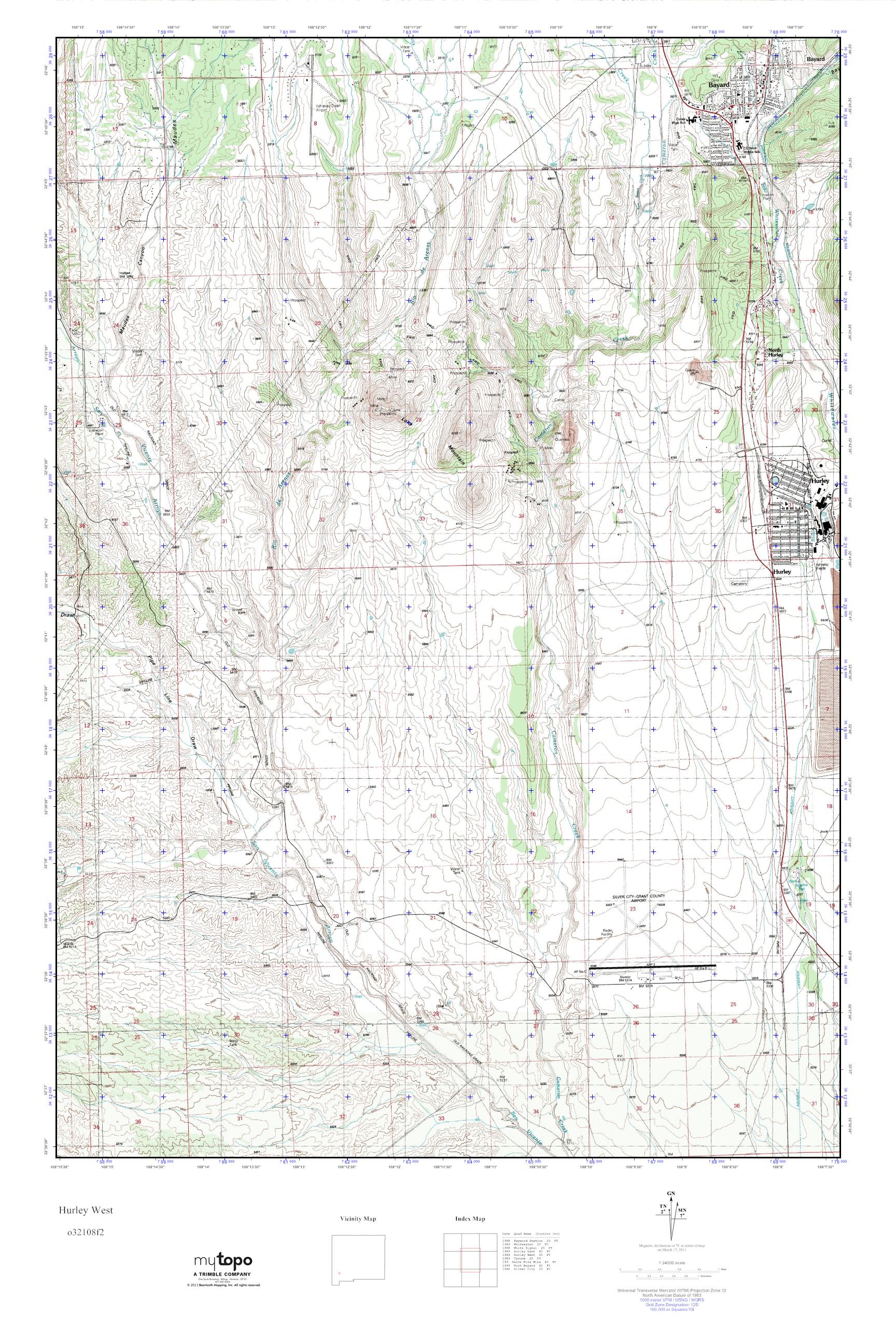 MyTopo Hurley West, New Mexico USGS Quad Topo Map
