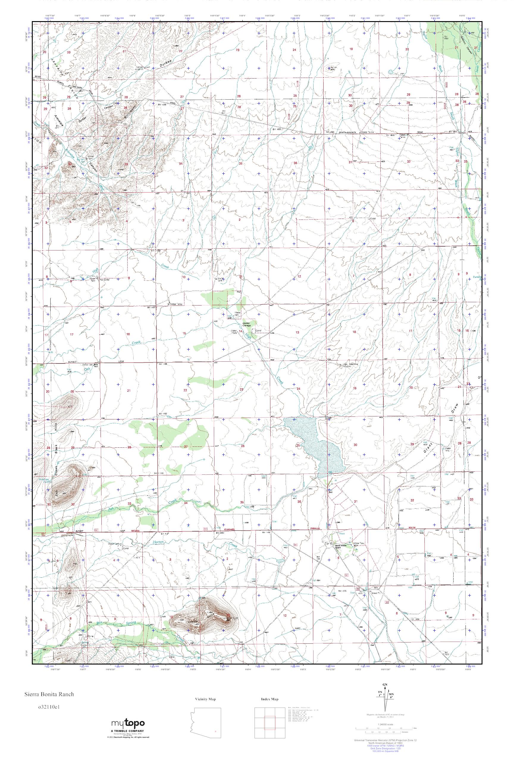 MyTopo Sierra Bonita Ranch, Arizona USGS Quad Topo Map