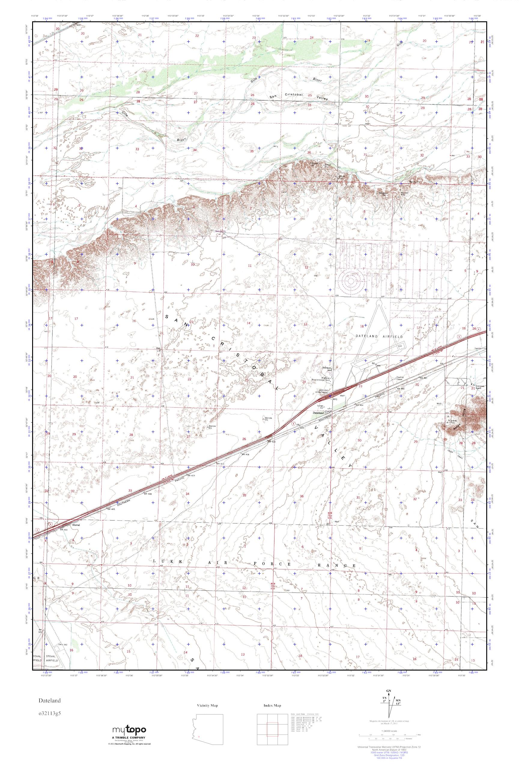 MyTopo Dateland, Arizona USGS Quad Topo Map