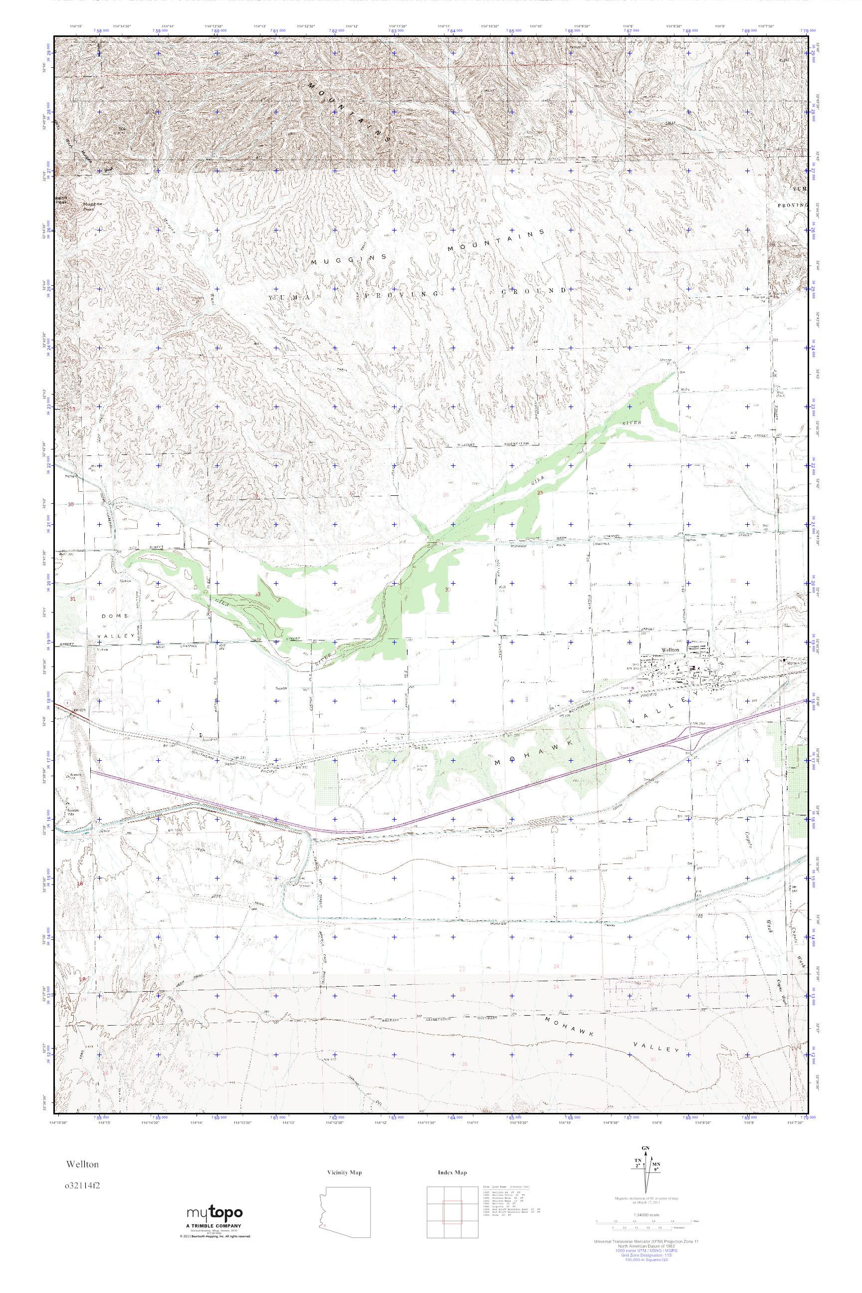 MyTopo Wellton, Arizona USGS Quad Topo Map