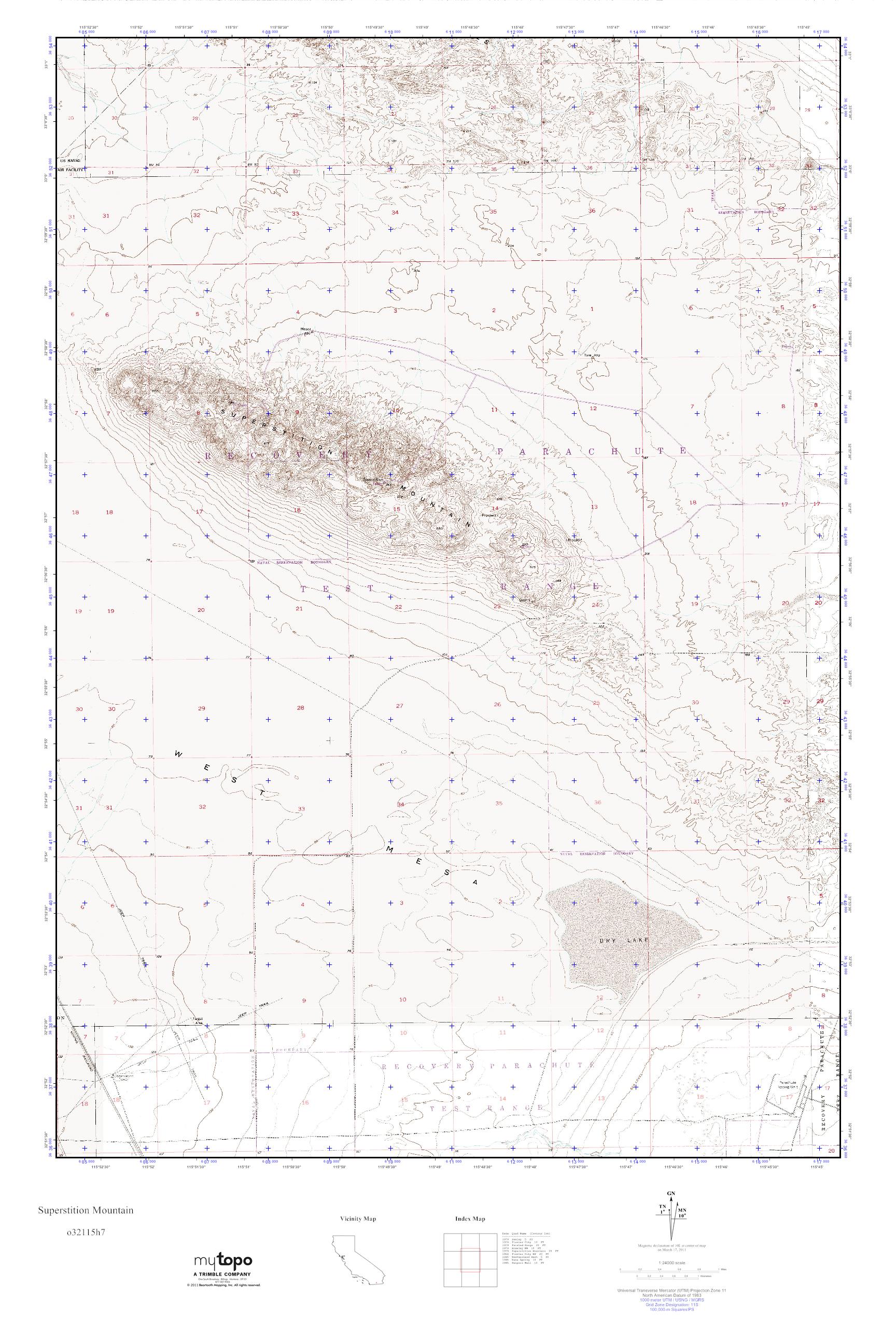 MyTopo Superstition Mountain, California USGS Quad Topo Map