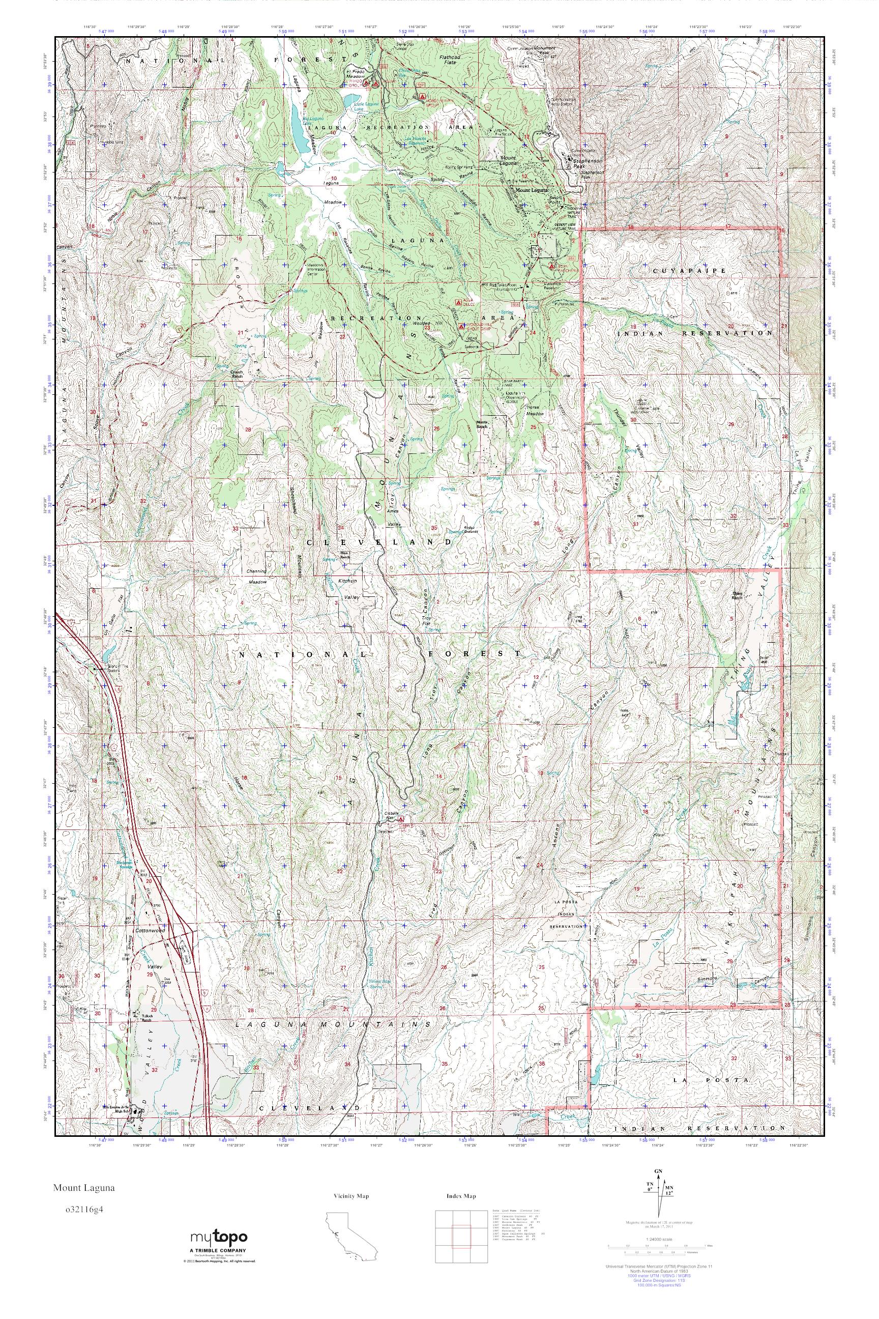 MyTopo Mount Laguna, California USGS Quad Topo Map