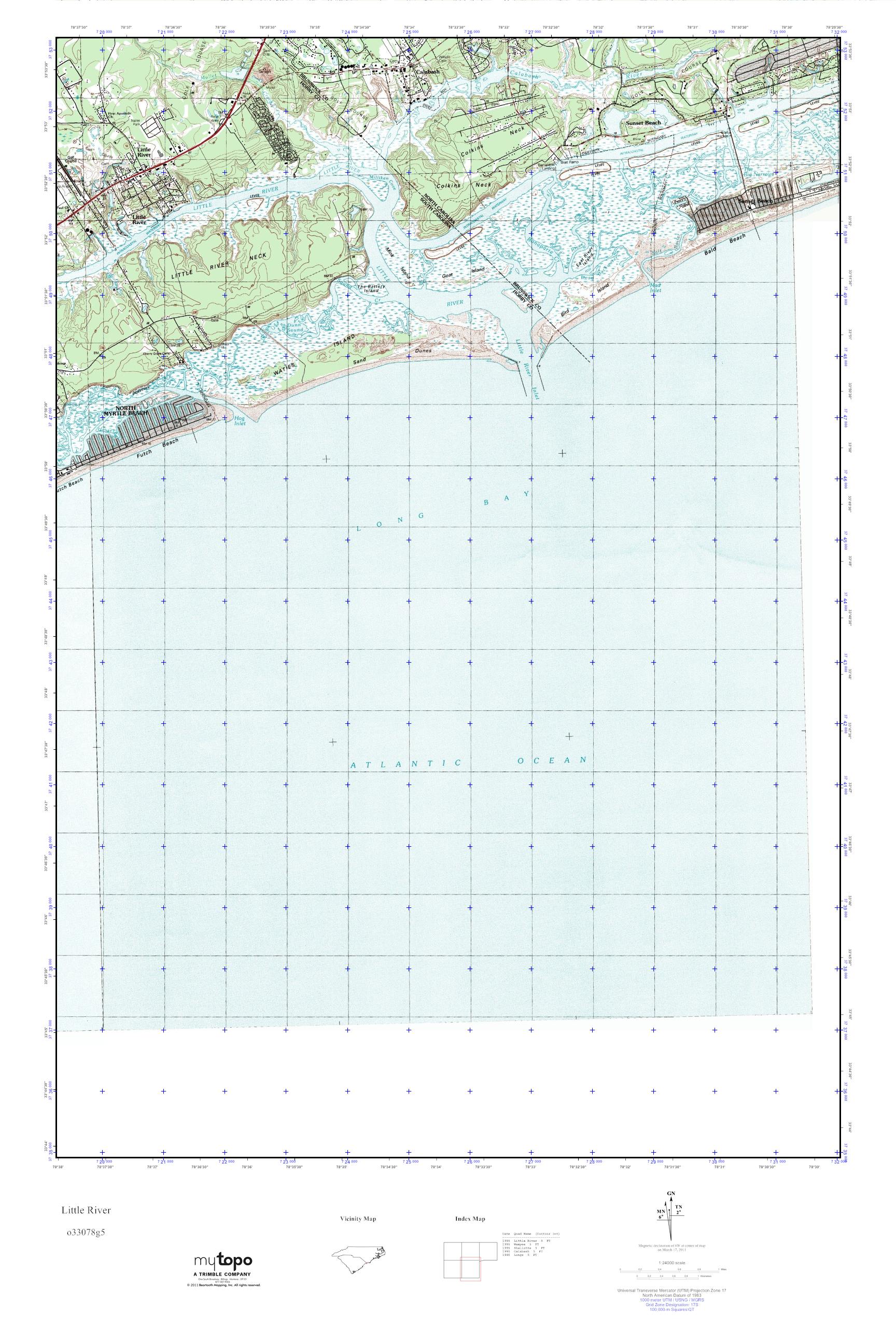 MyTopo Little River, South Carolina USGS Quad Topo Map
