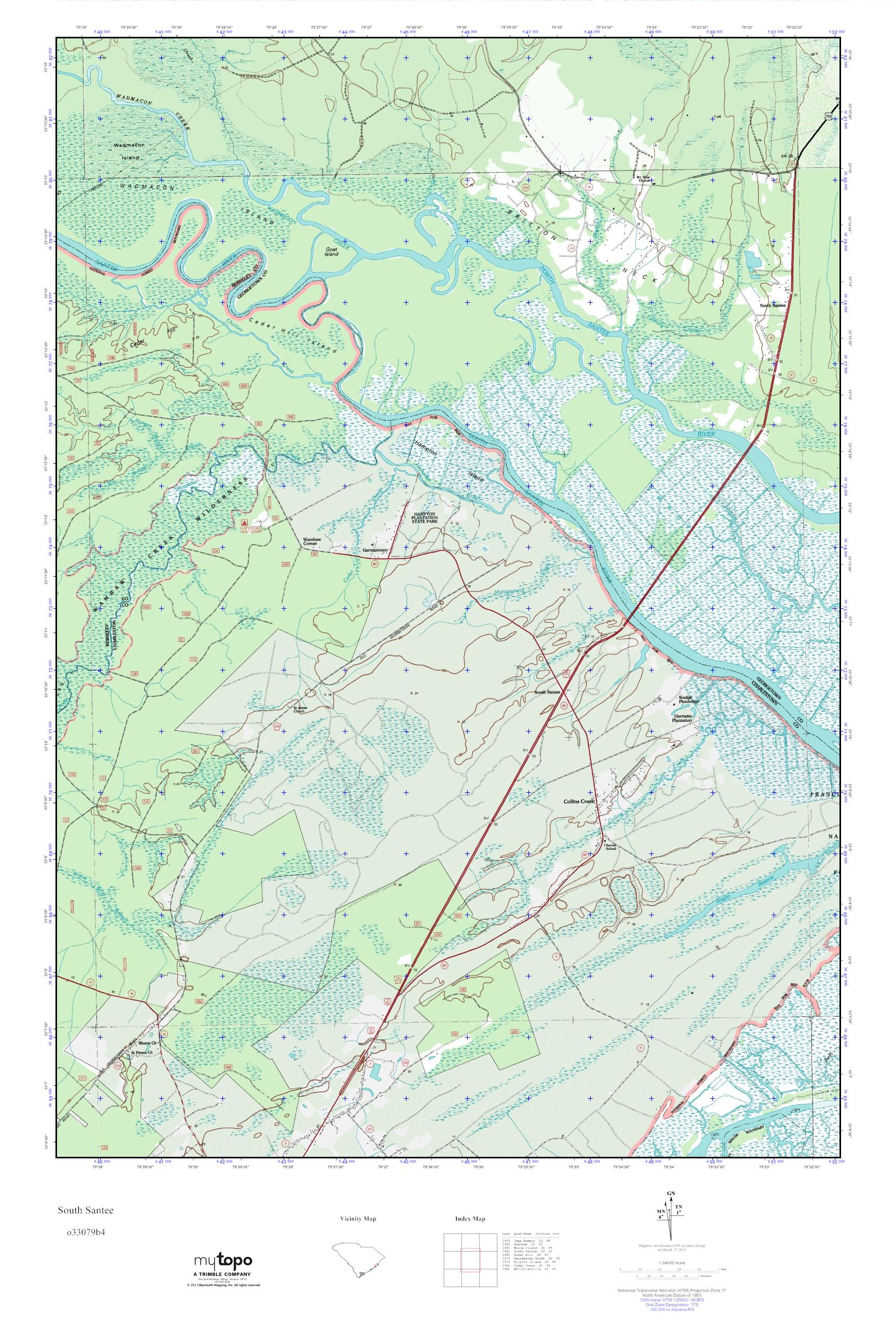 MyTopo South Santee, South Carolina USGS Quad Topo Map