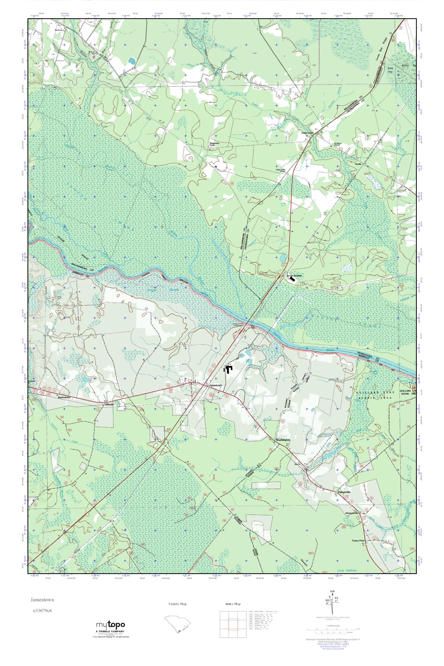 MyTopo Jamestown, South Carolina USGS Quad Topo Map
